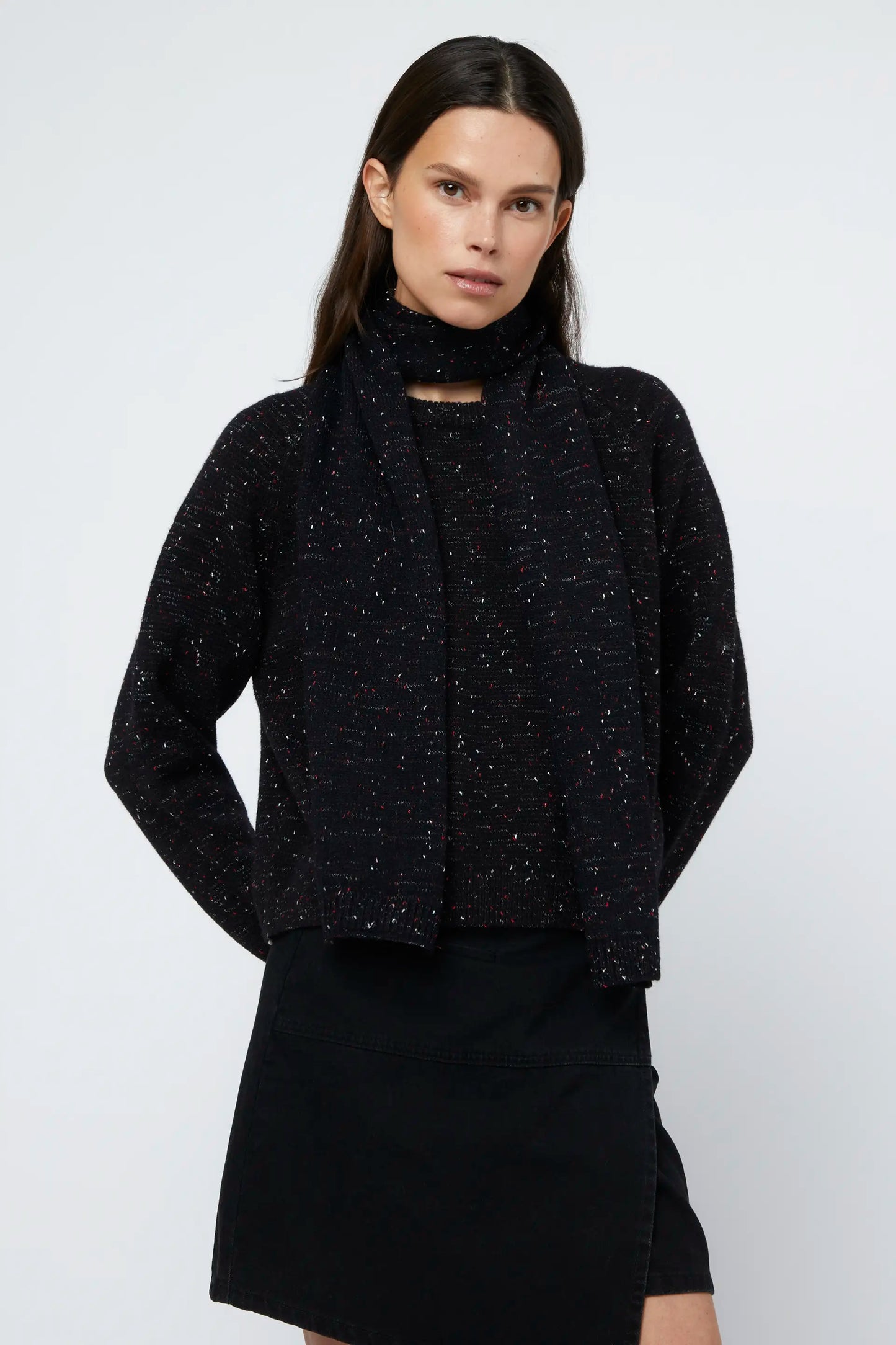 Bufanda punto jaspeada negra