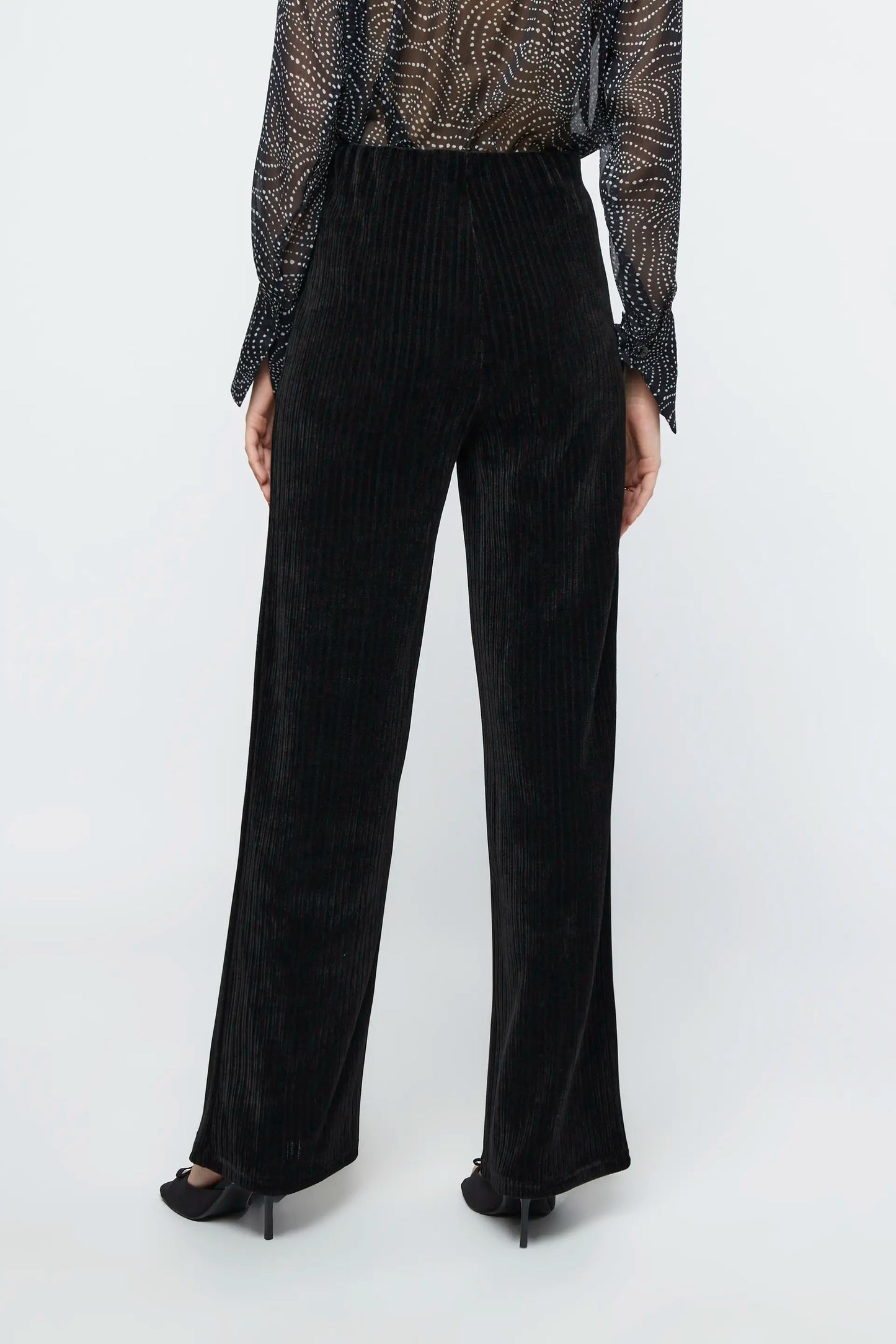 Black velvet corduroy suit trousers