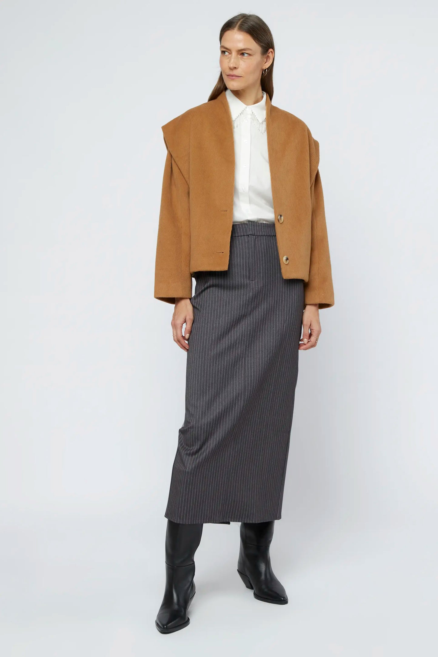 Camisa popelín abalorios blanca