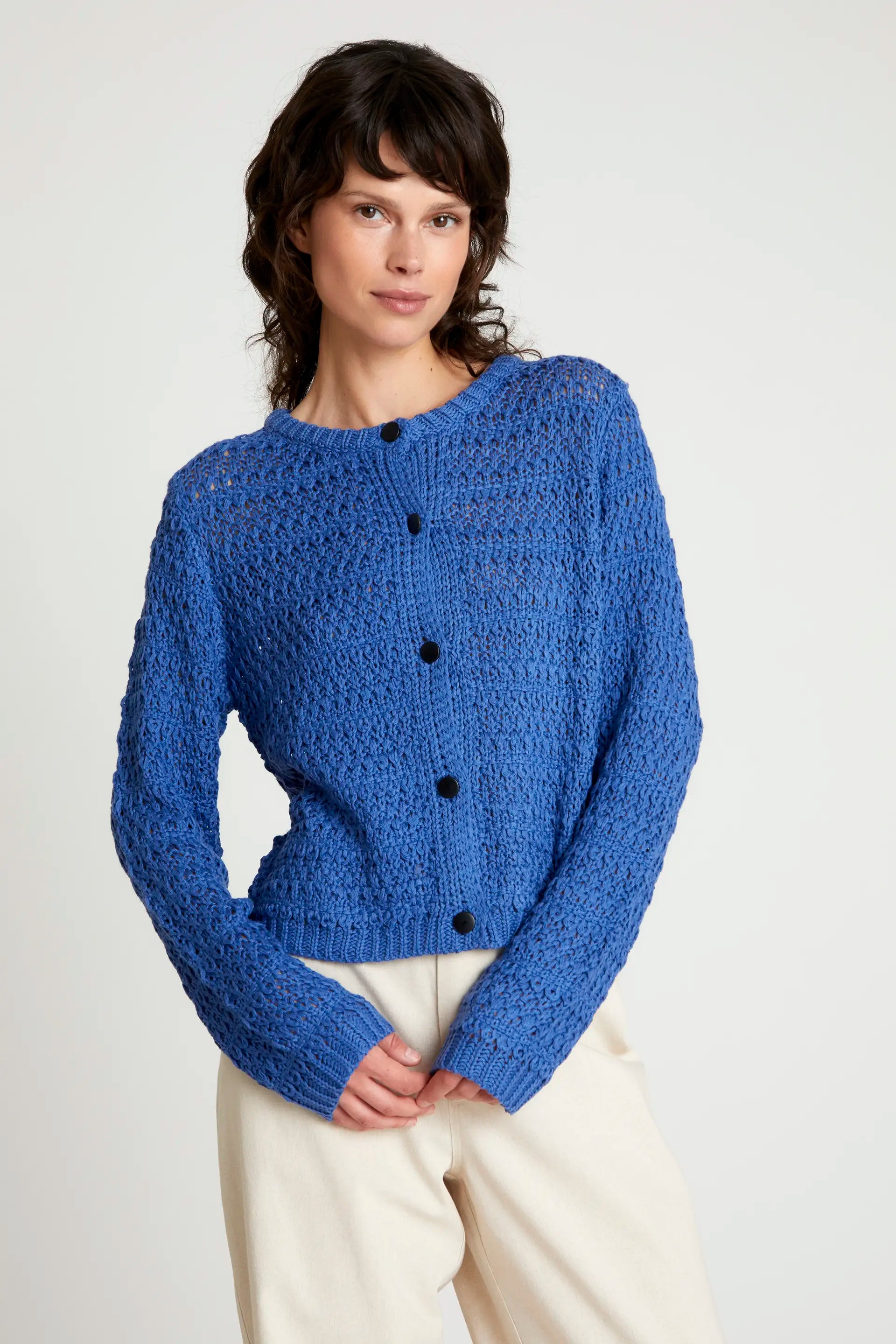 Blue openwork knit cardigan Wild Pony - Main Image