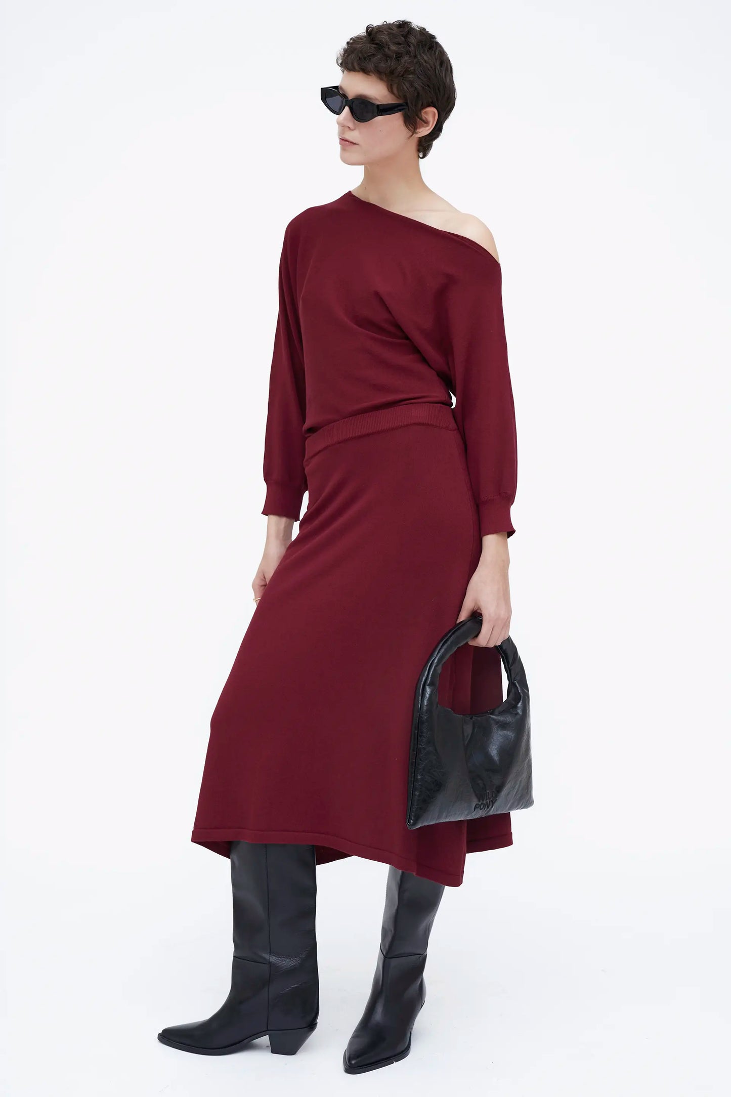 Burgundy Midi Skirt