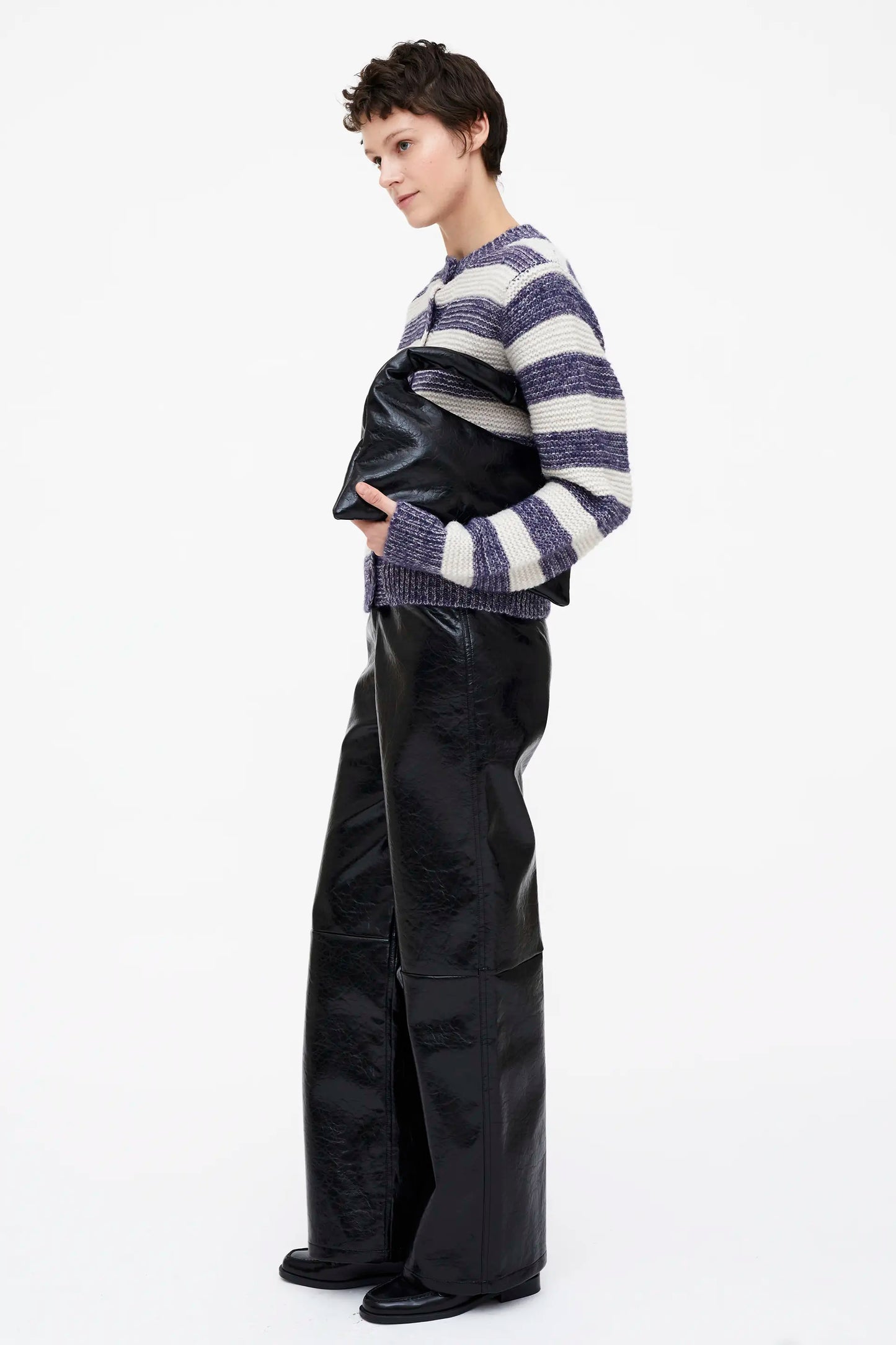 Cárdigan combinado de rayas blanco y azul