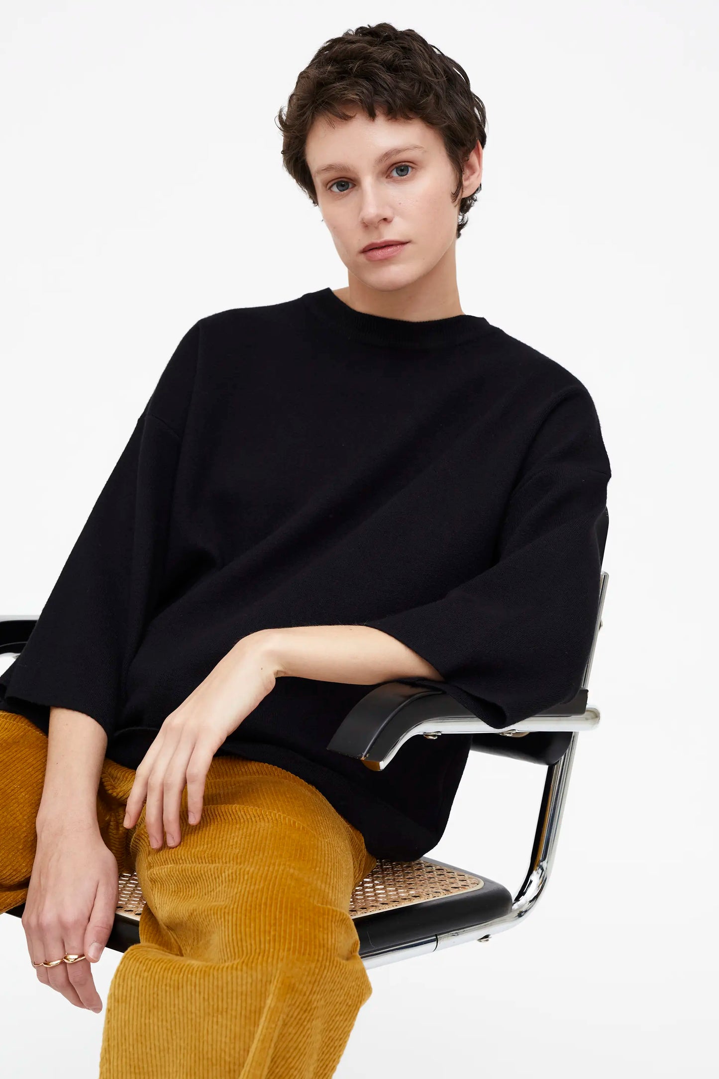 Jersey punto manga amplia negro