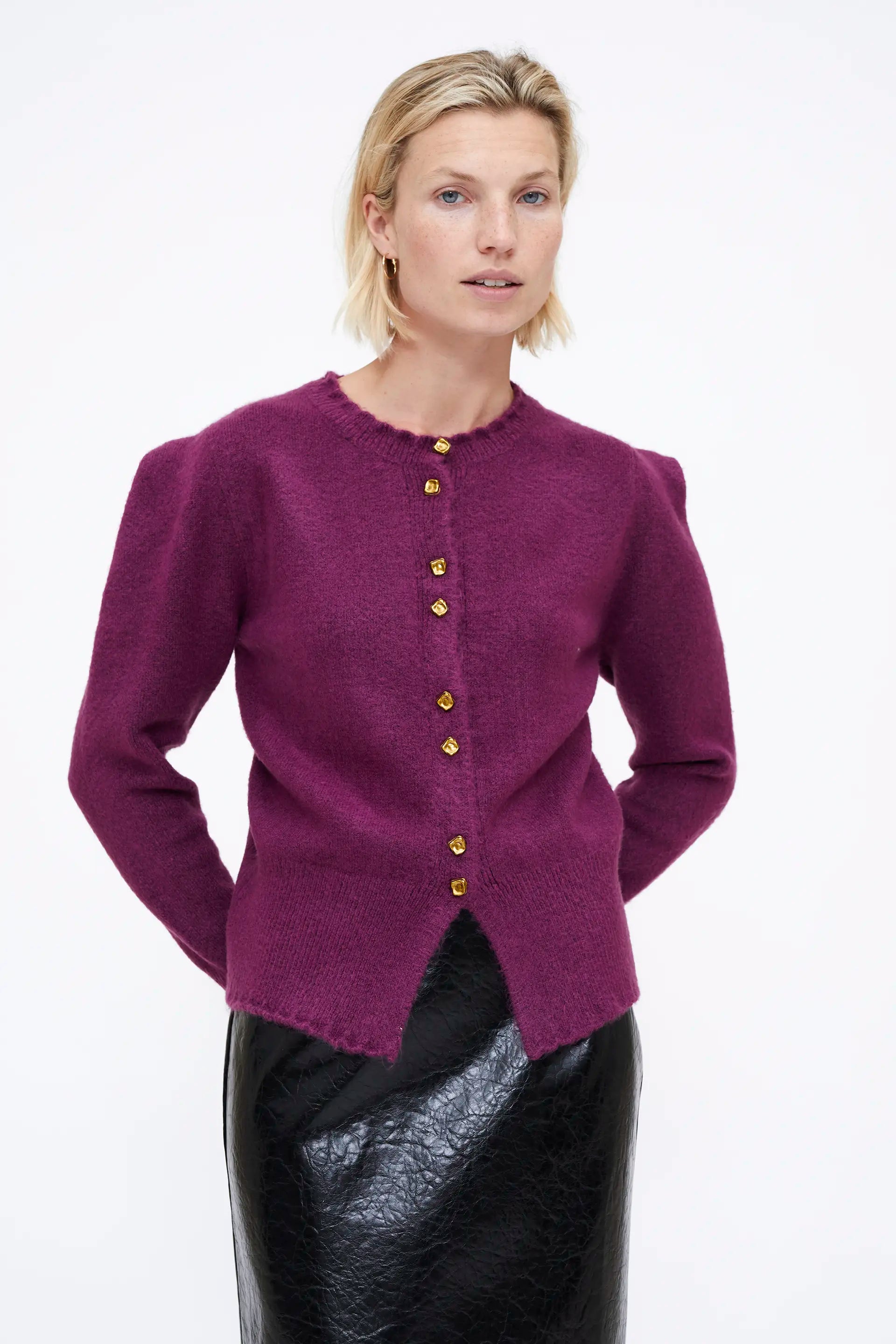 Purple knitted cardigan