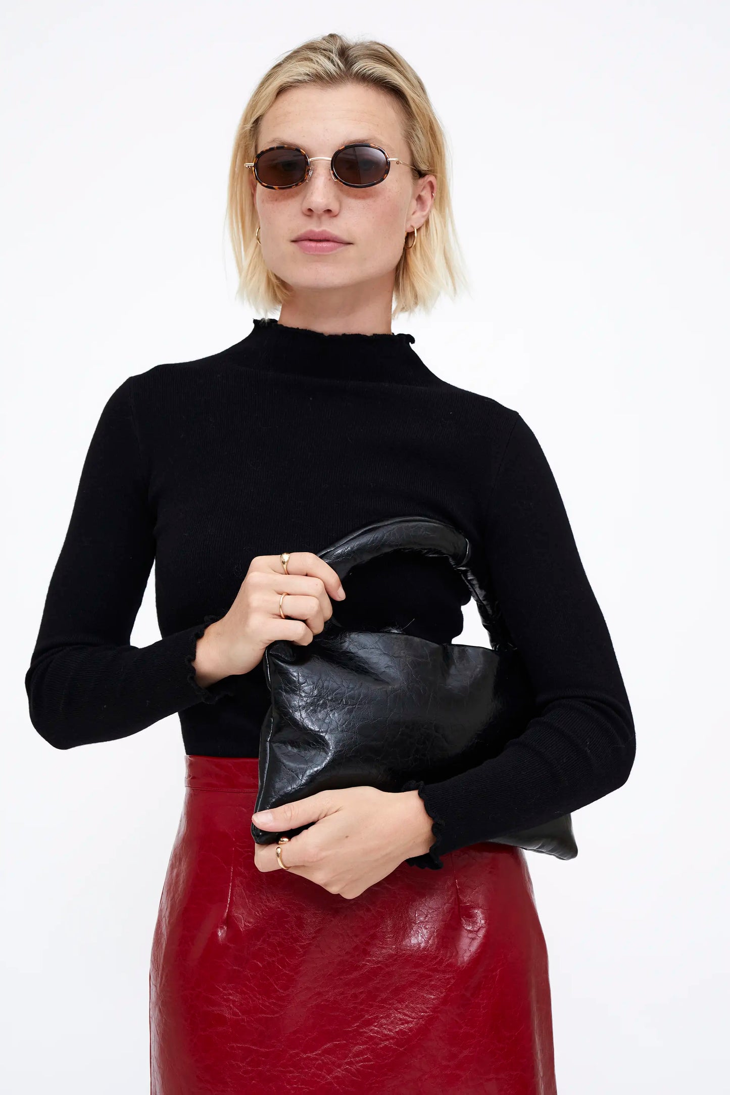 Top cuello perkins canalé negro