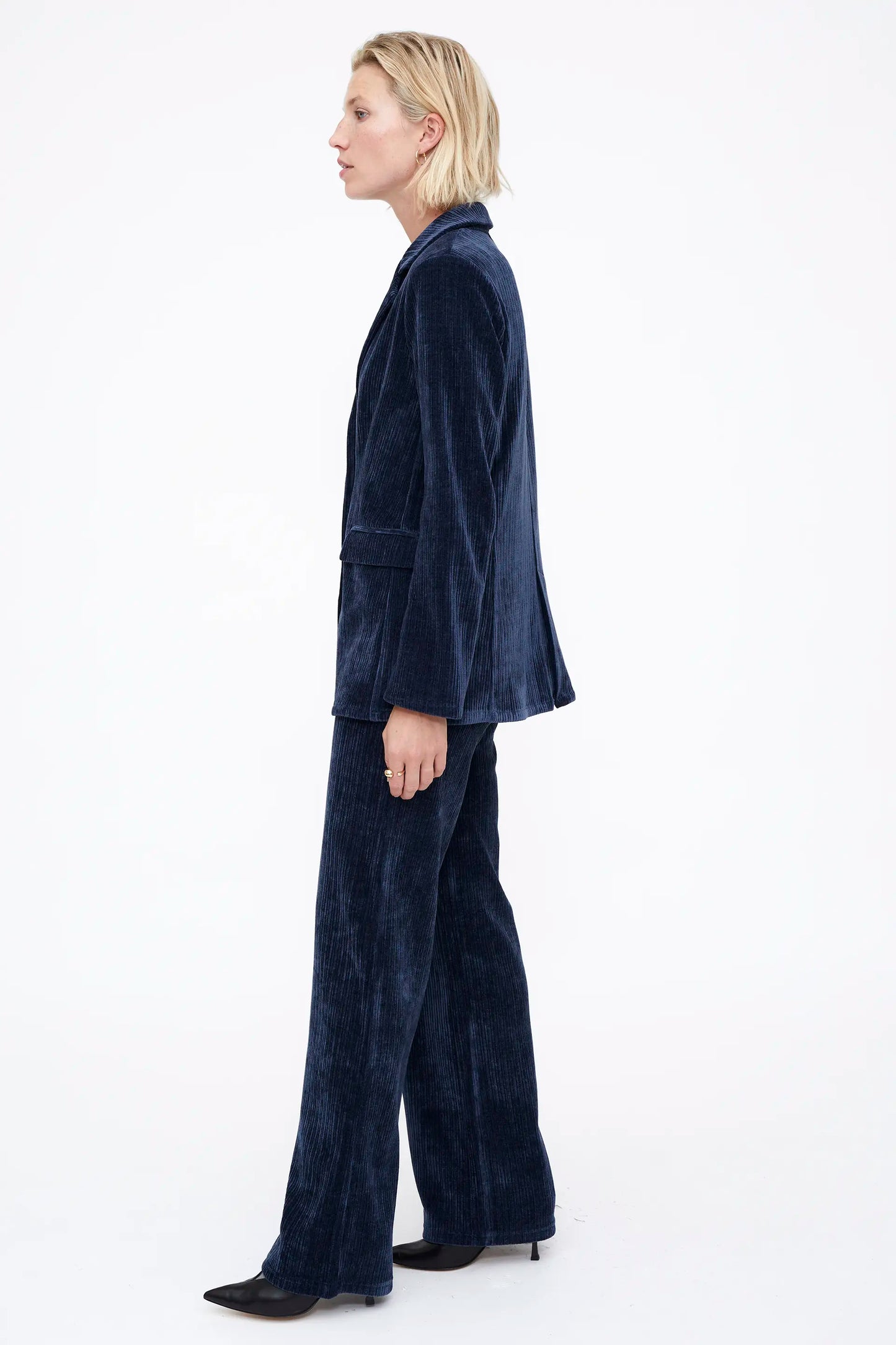 Pantalón de traje pana de terciopelo Navy Blue