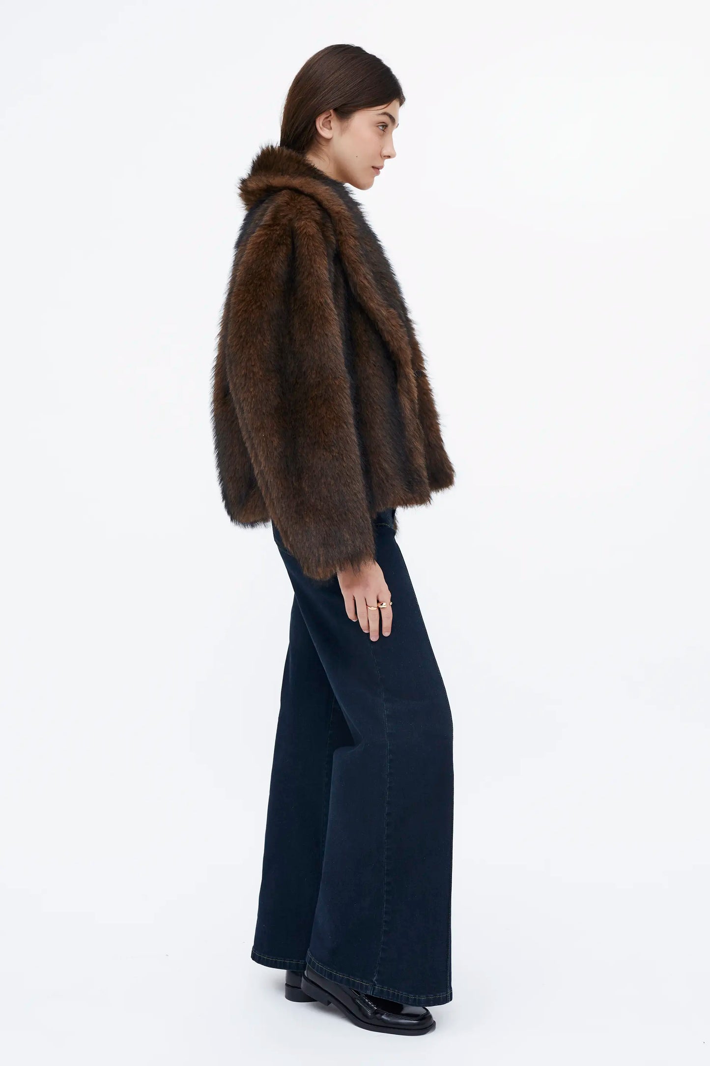 High-waisted blue jeans