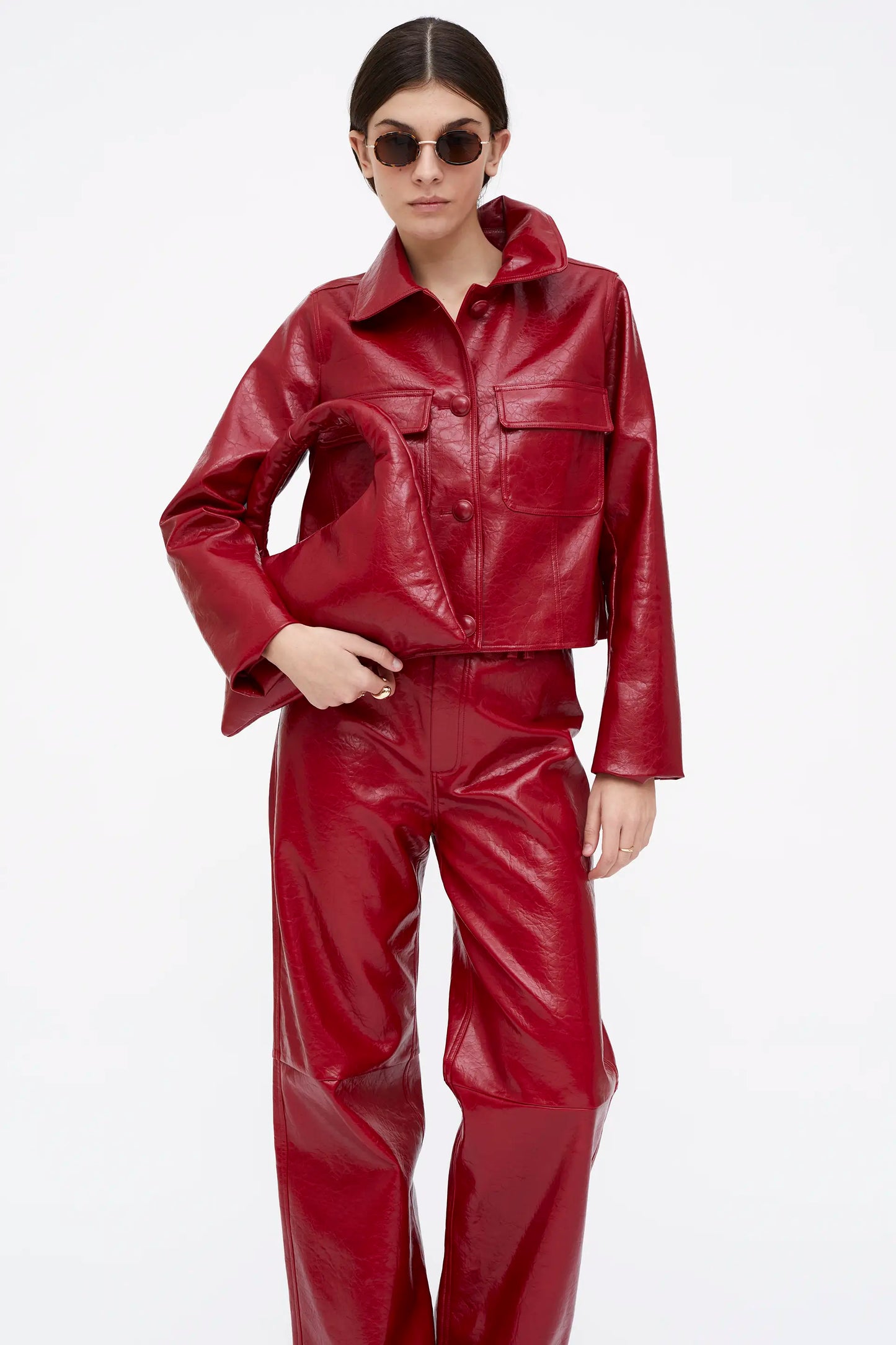 Chaqueta de cuero sintético rojo