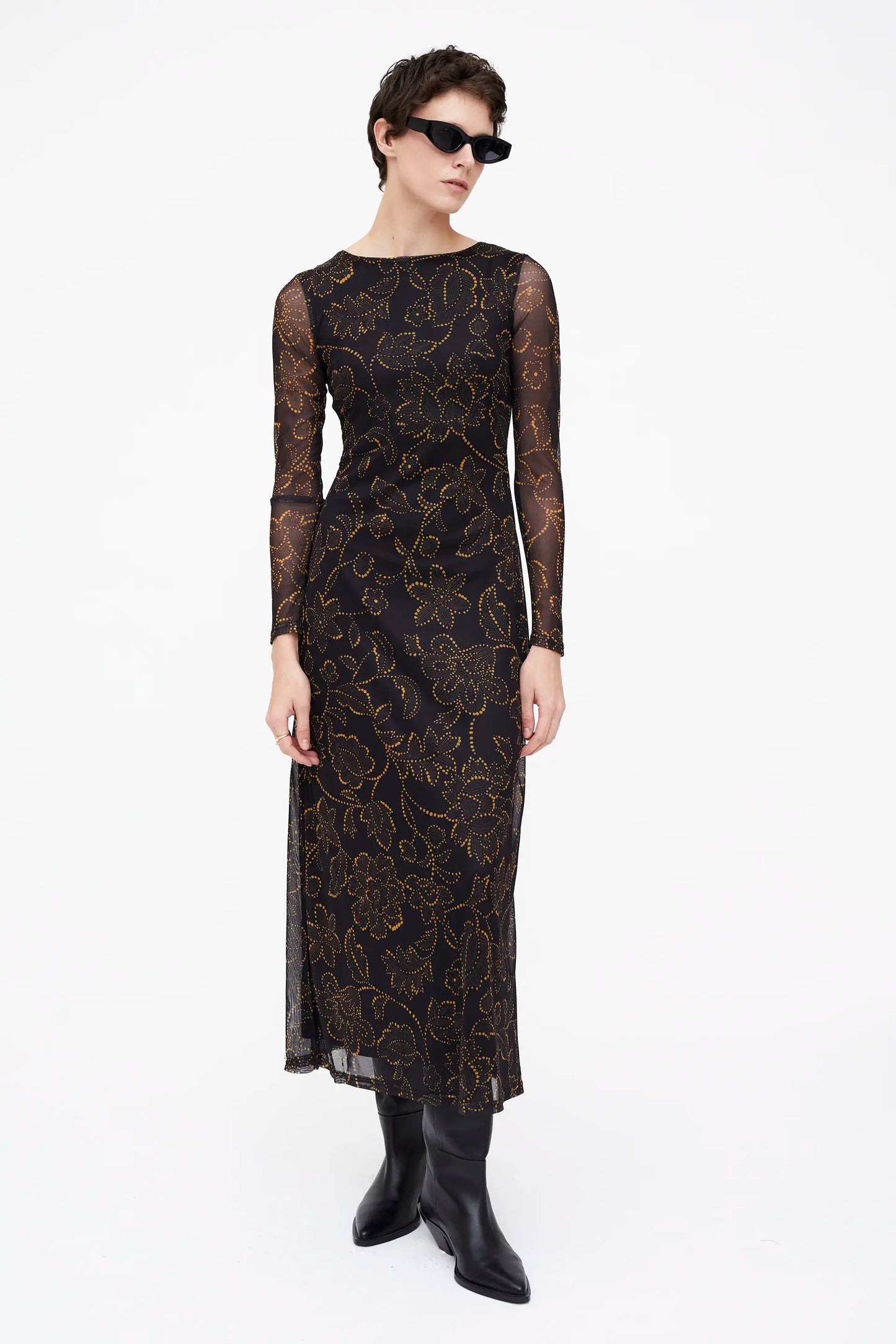 Vestido largo estampado Mustard Flower