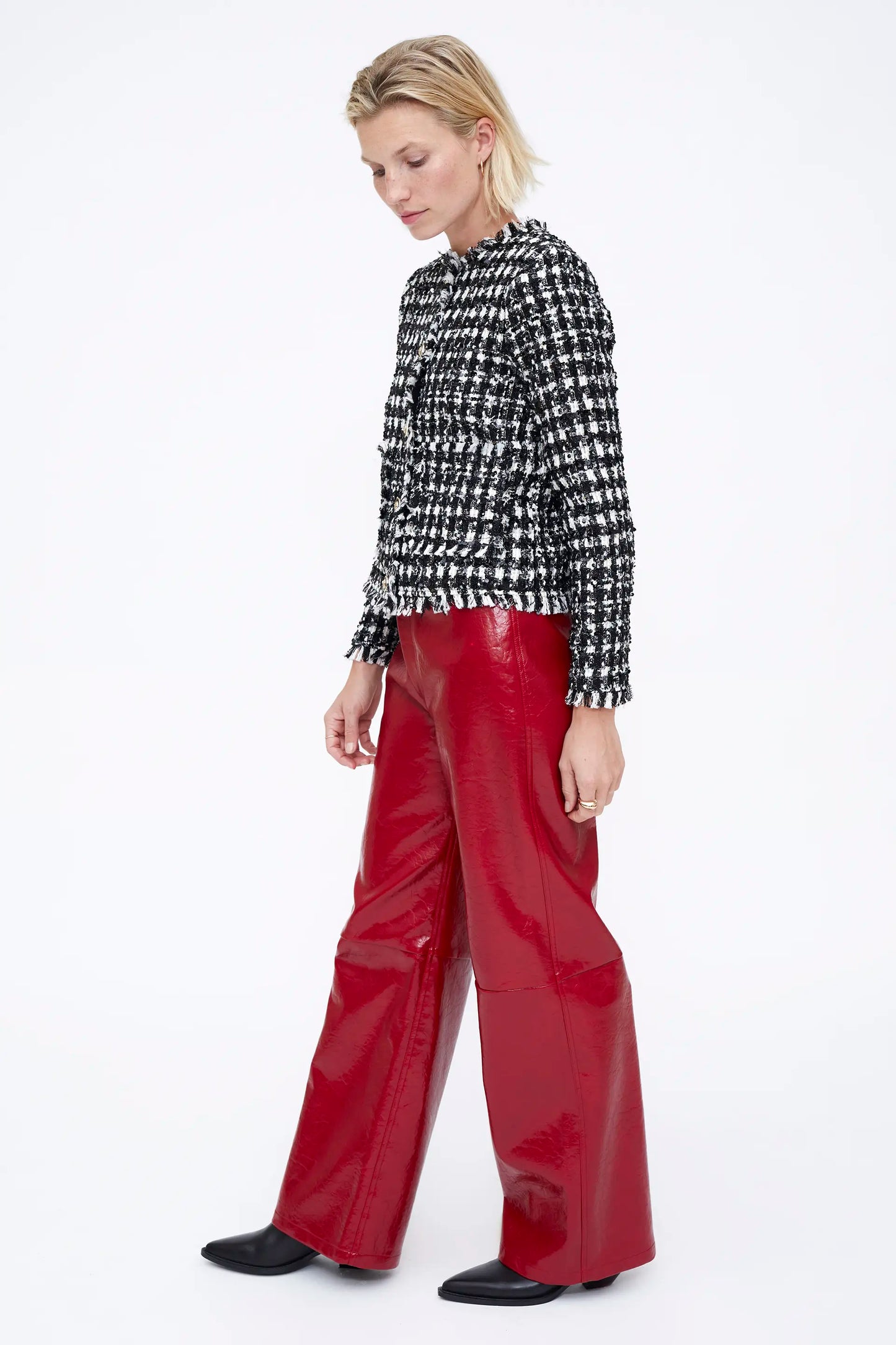 Chaqueta tweed blanco y negro