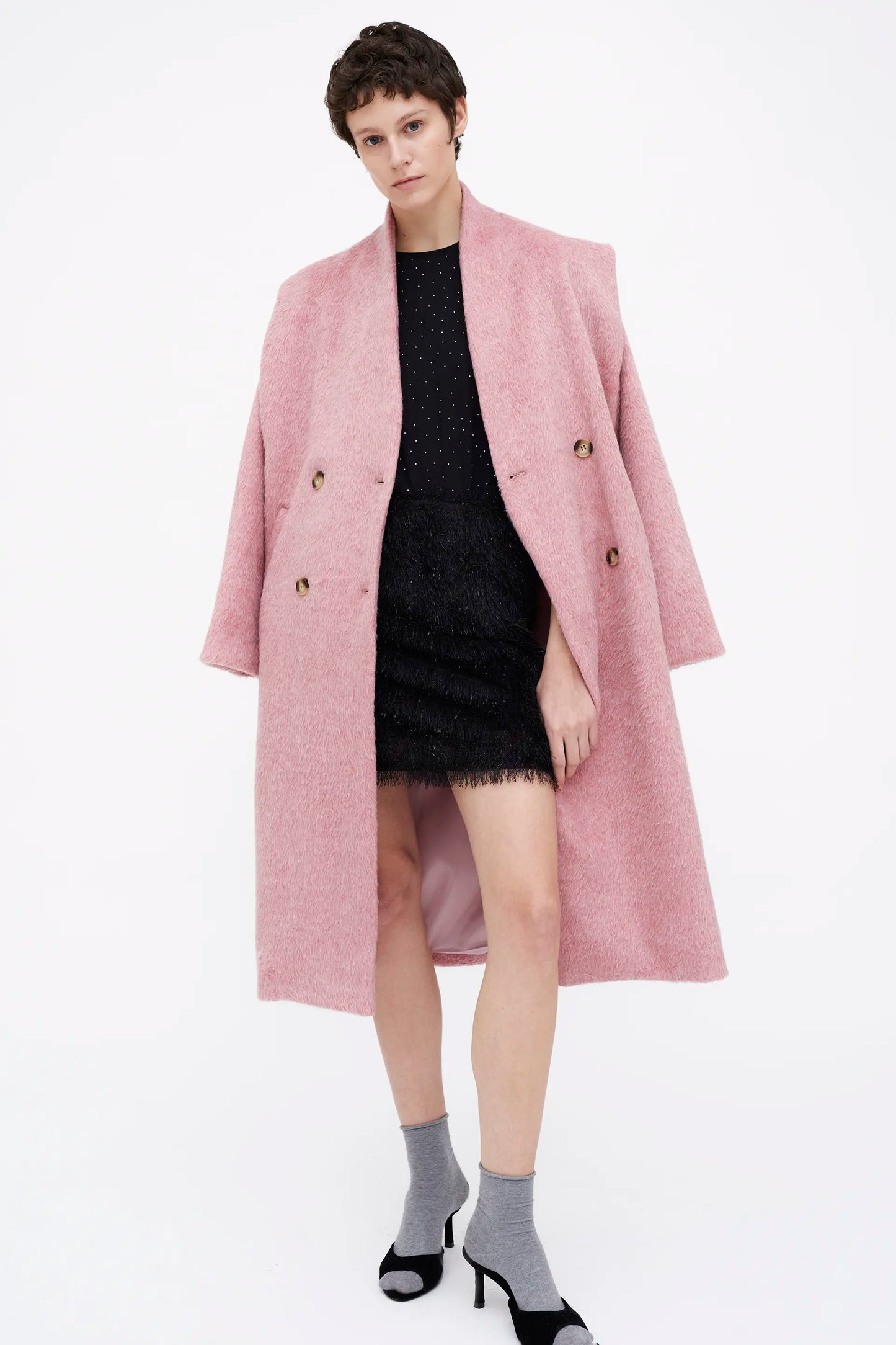 Falda corta negra con hilos Lurex