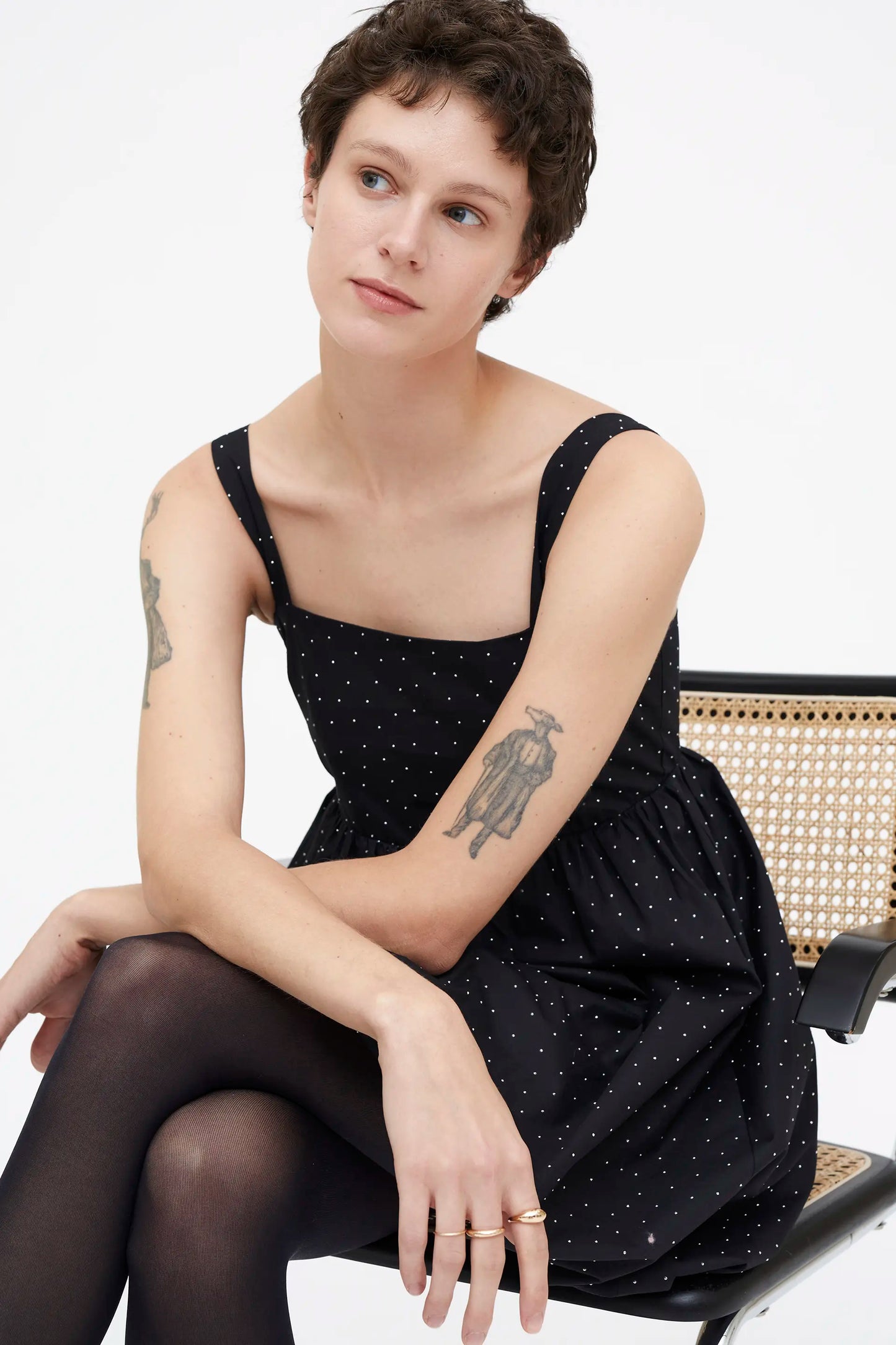 Vestido corto negro 100% algodón popelin