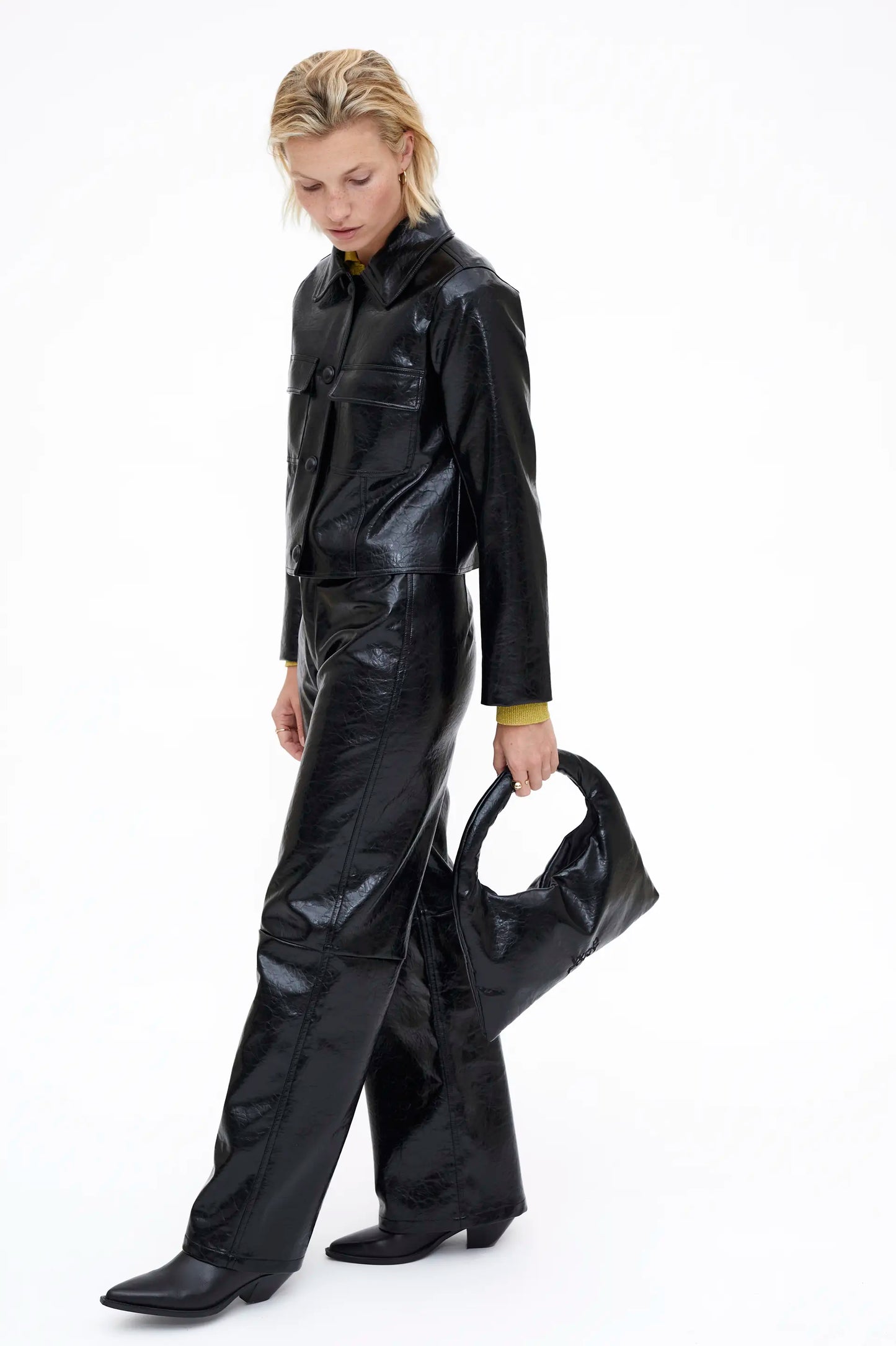 Bolso hombro cuero sintético negro