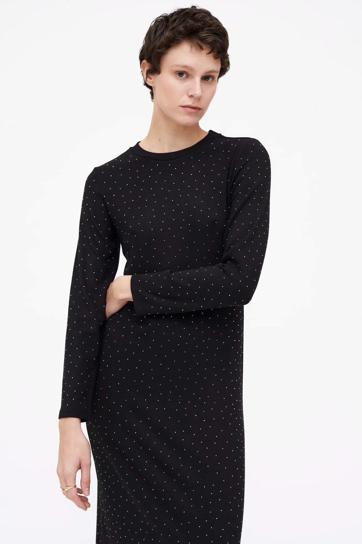 Vestido Midi negro con detalle plateado