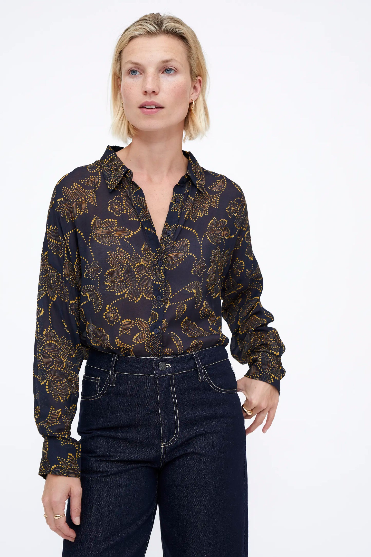 Camisa fluida estampado Mustard Flower