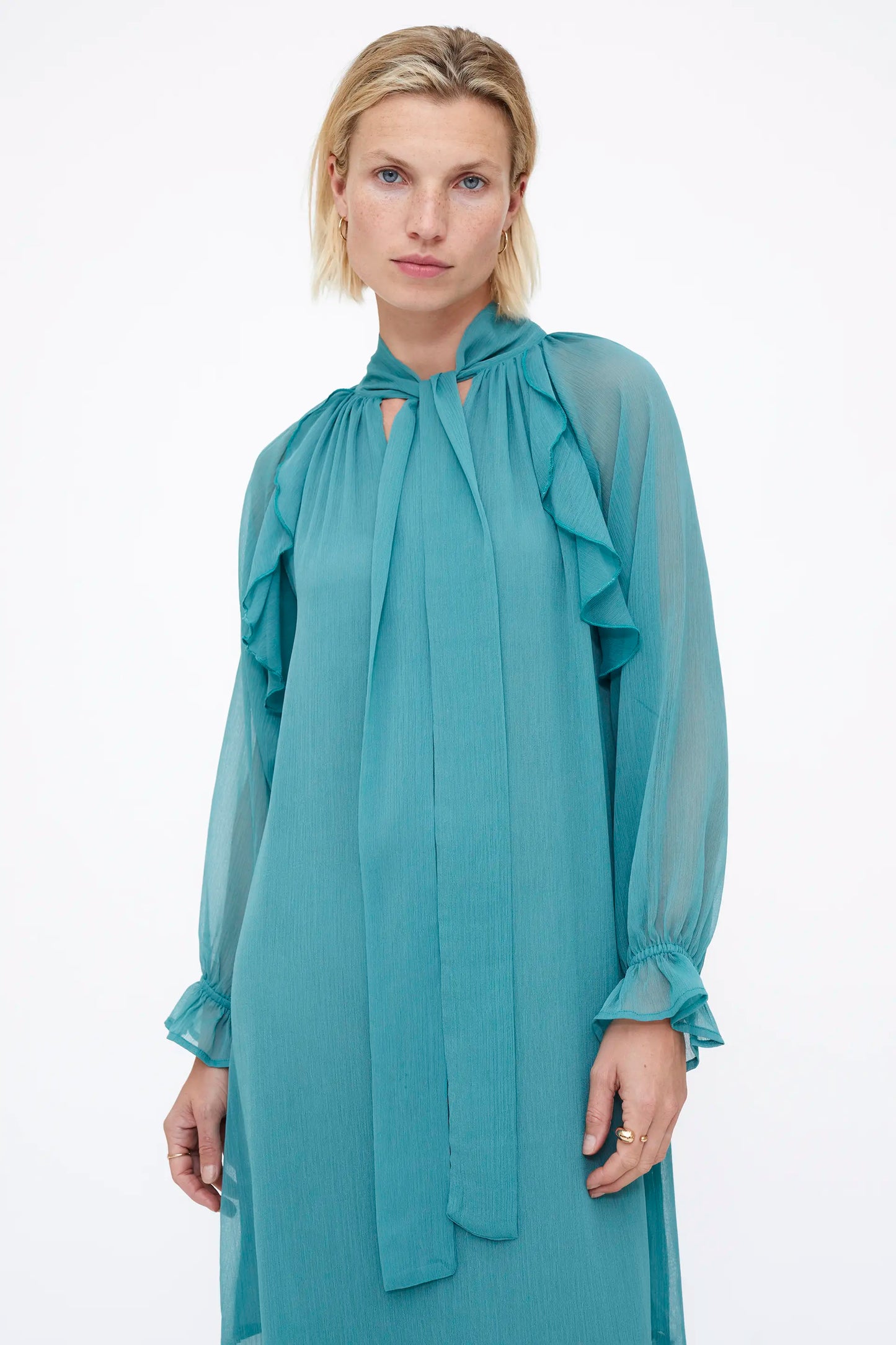 Vestido Midi chiffon Light Blue