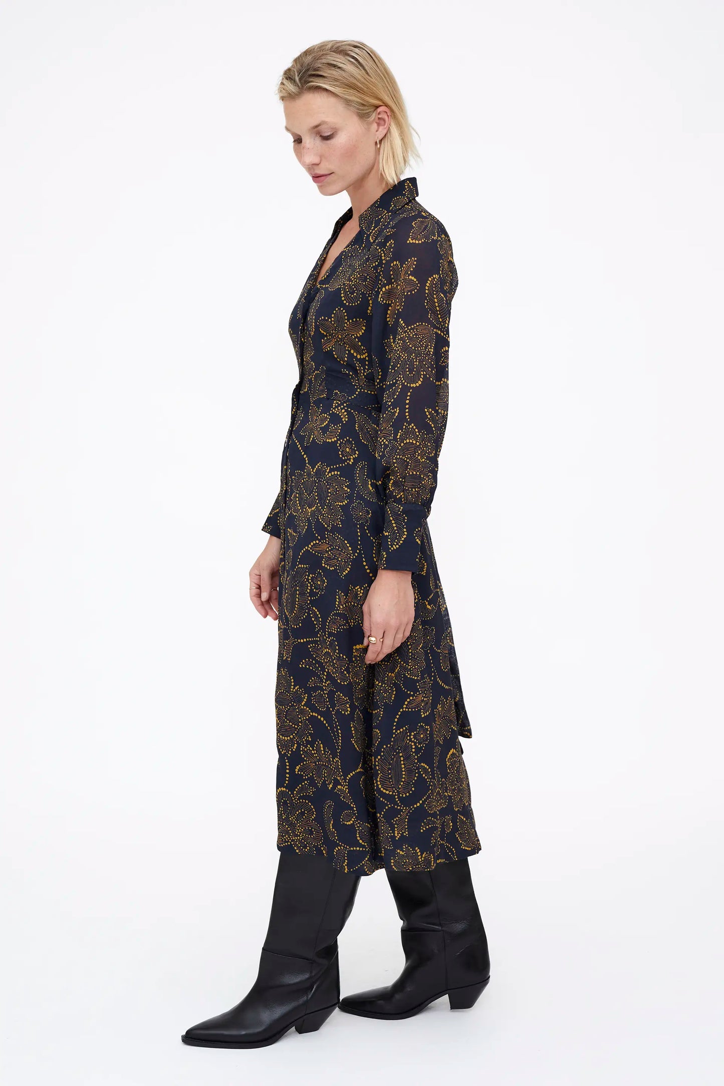 Vestido Midi con estampado Mustard Flower