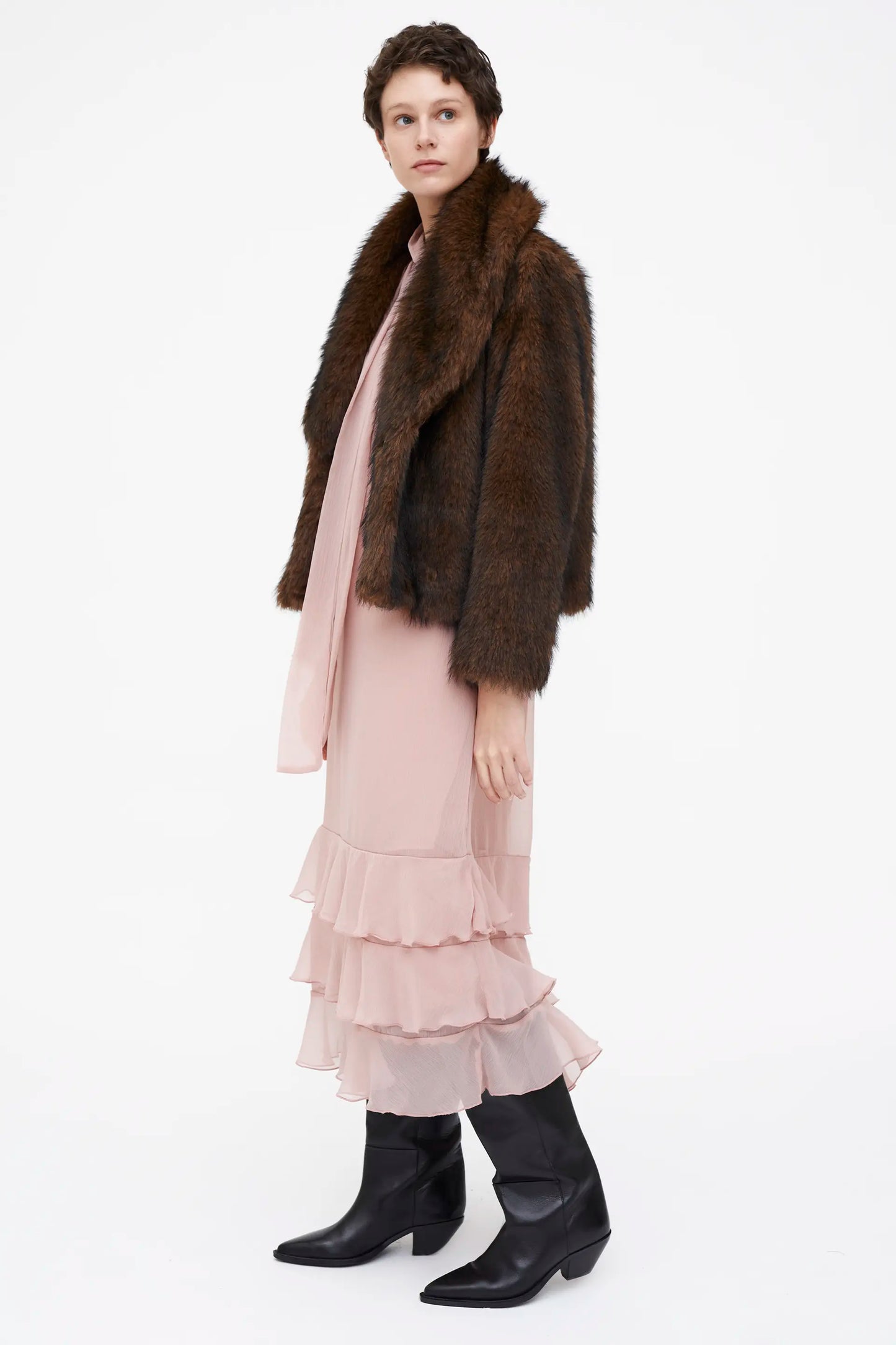 Vestido Midi chiffon rosa