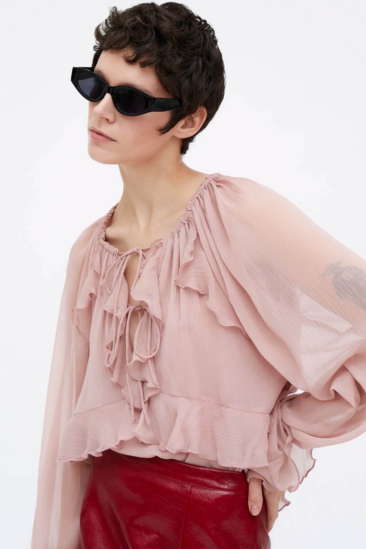Top chiffon rosa