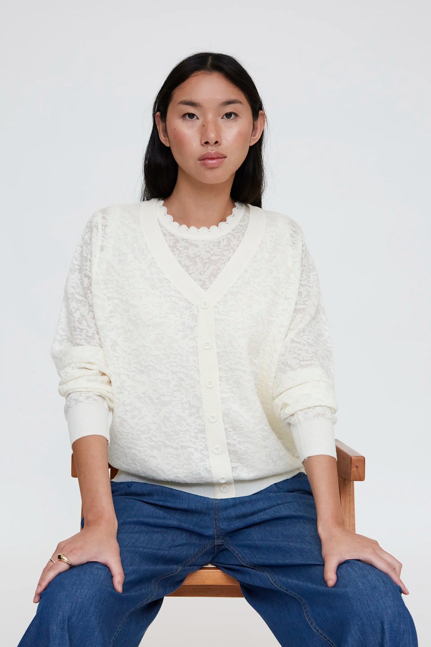 Cardigan with white lace