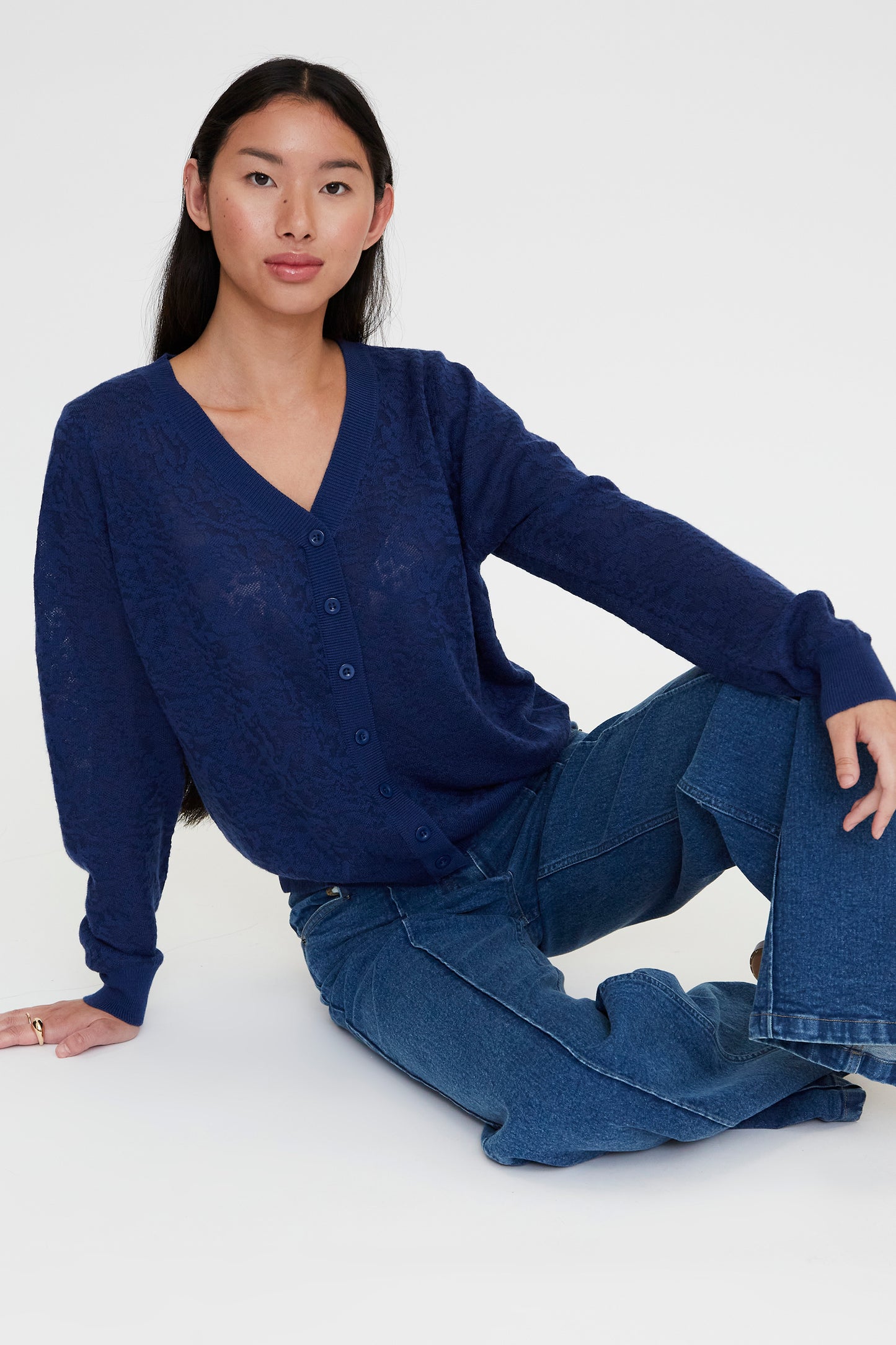 Navy blue lace cardigan