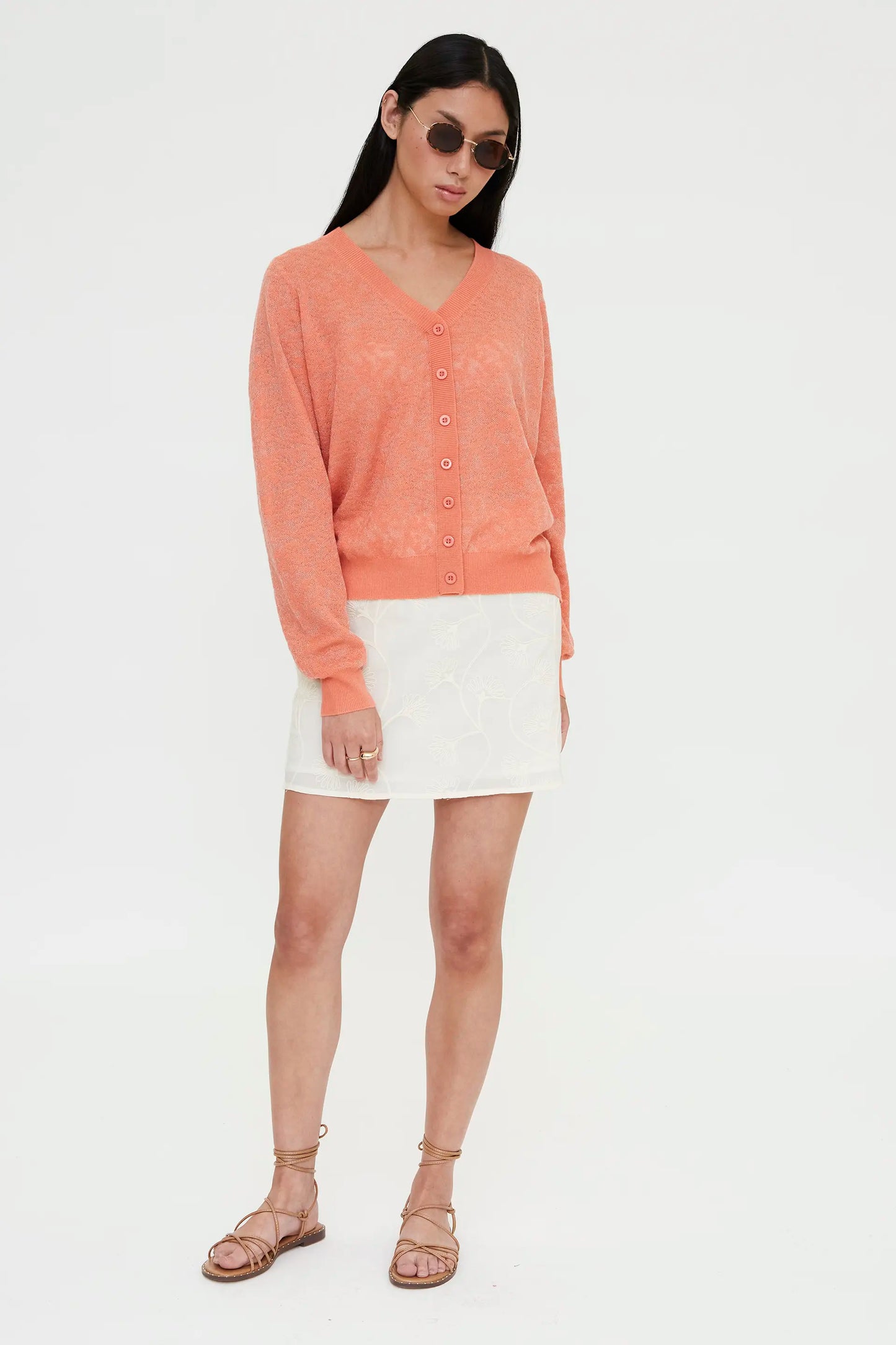 Coral lace cardigan