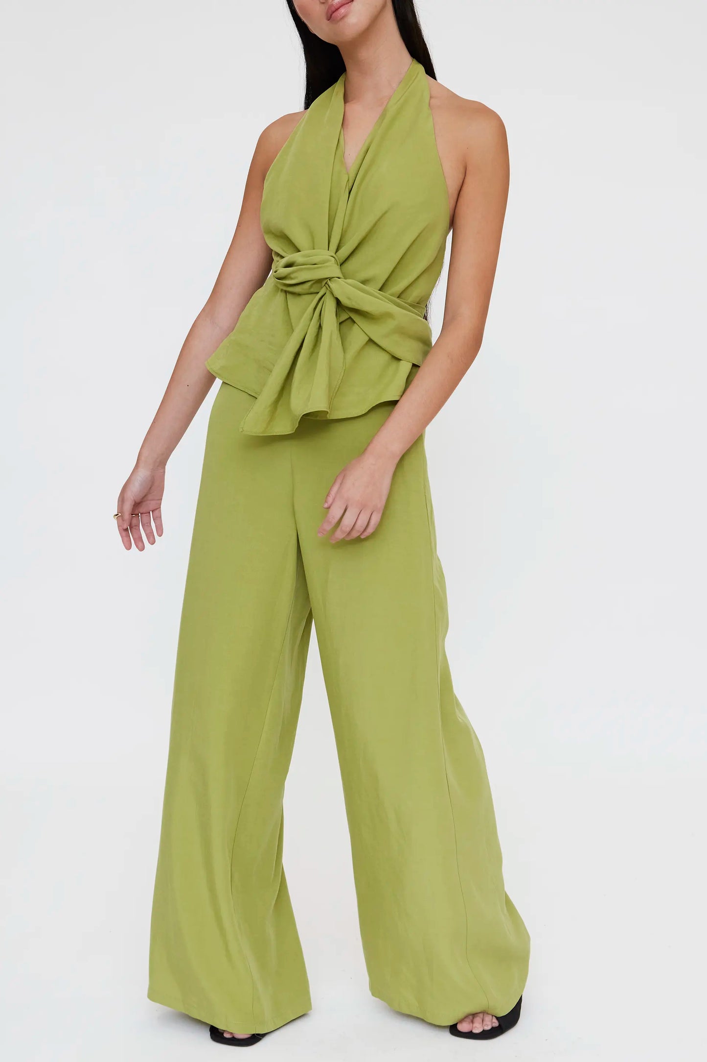 Pantalón wide leg verde