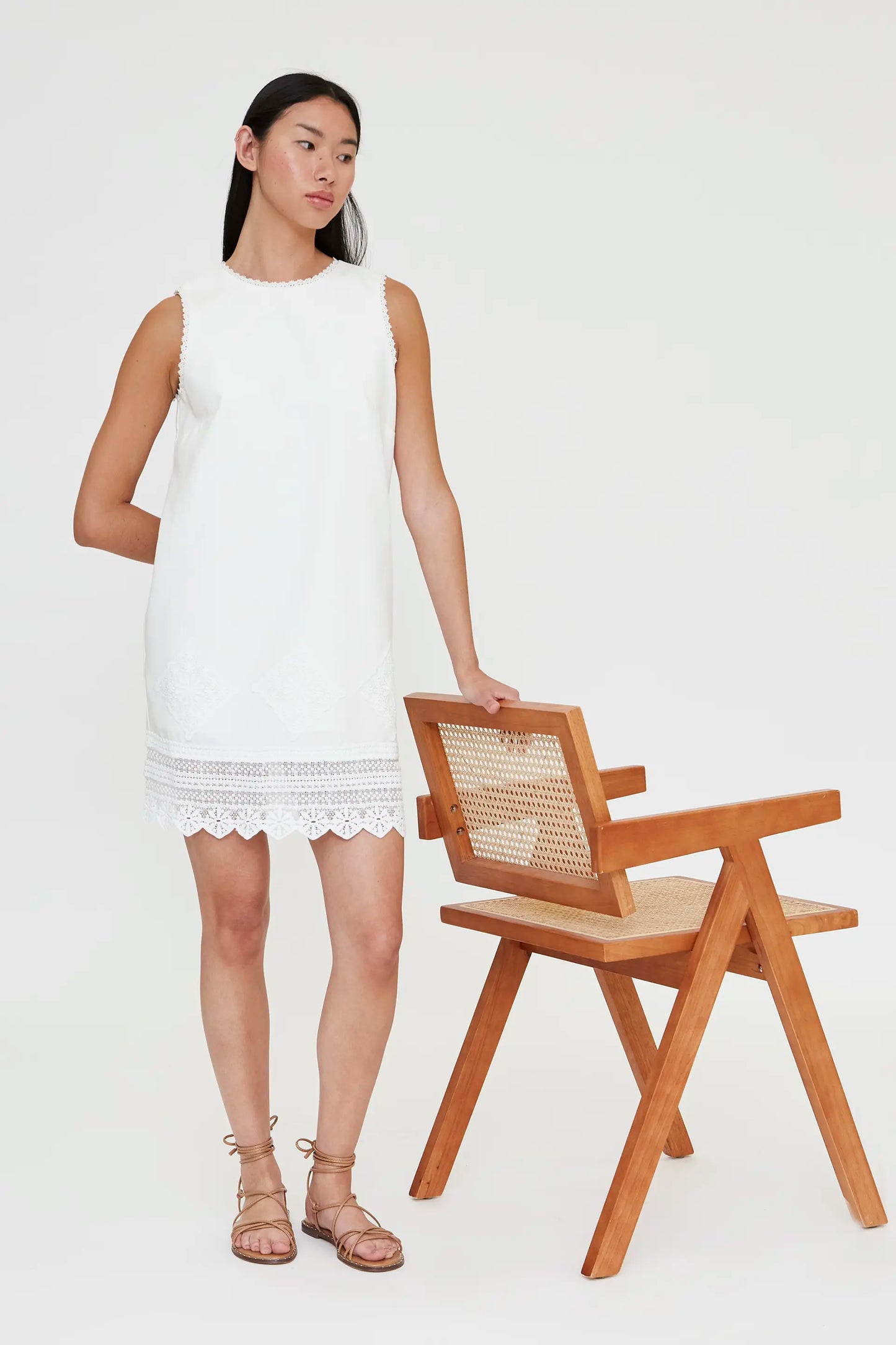 Short white dress with lace