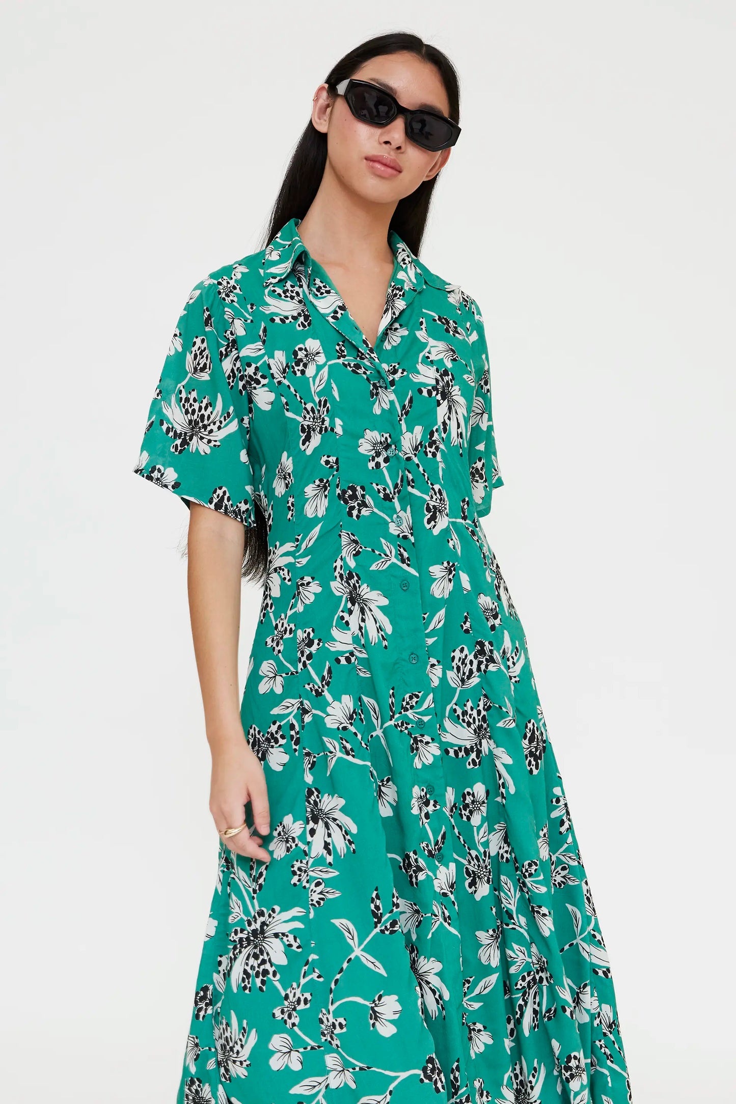 Vestido midi con estampado Gerbera