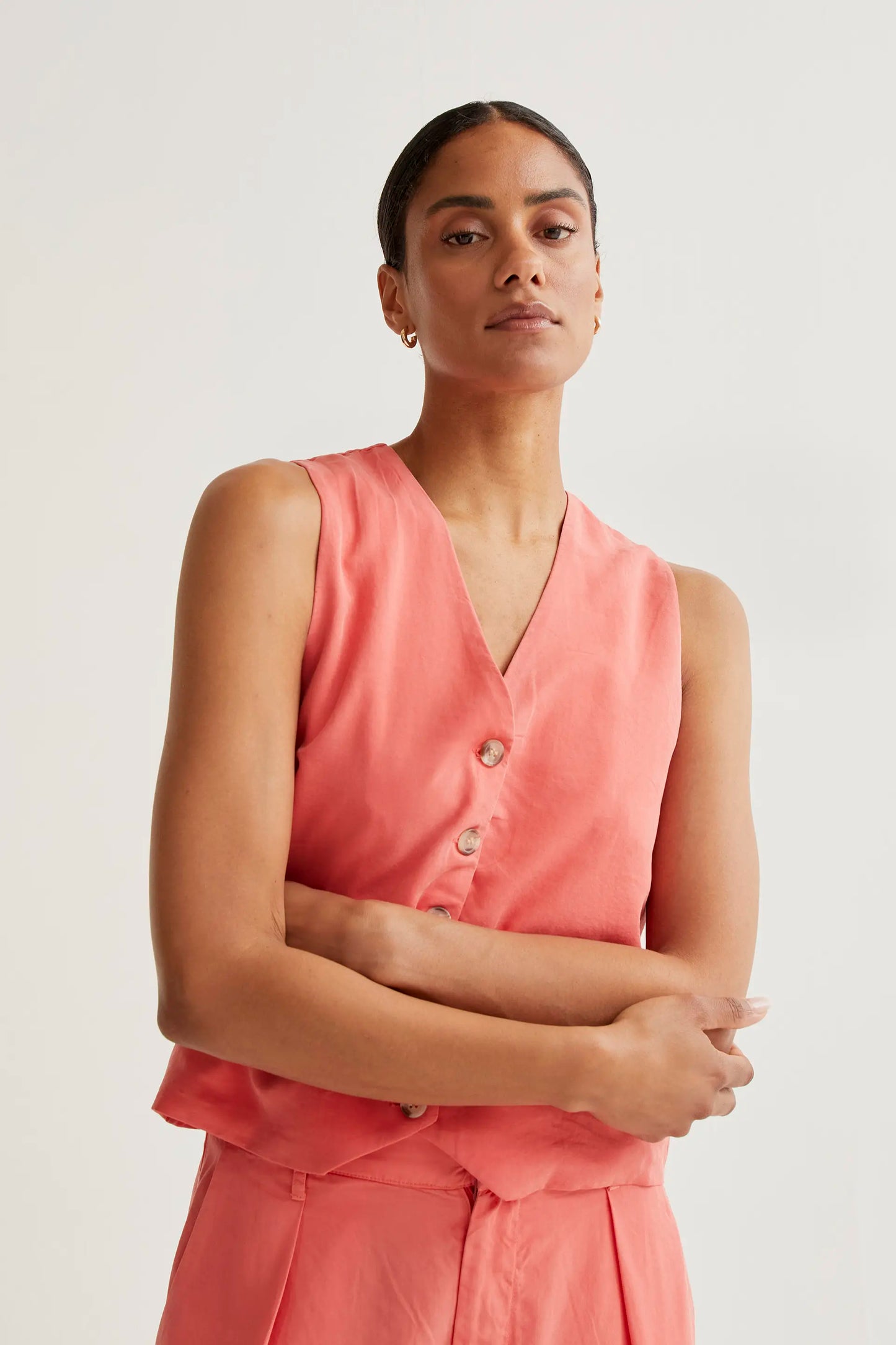 Coral V-neck vest