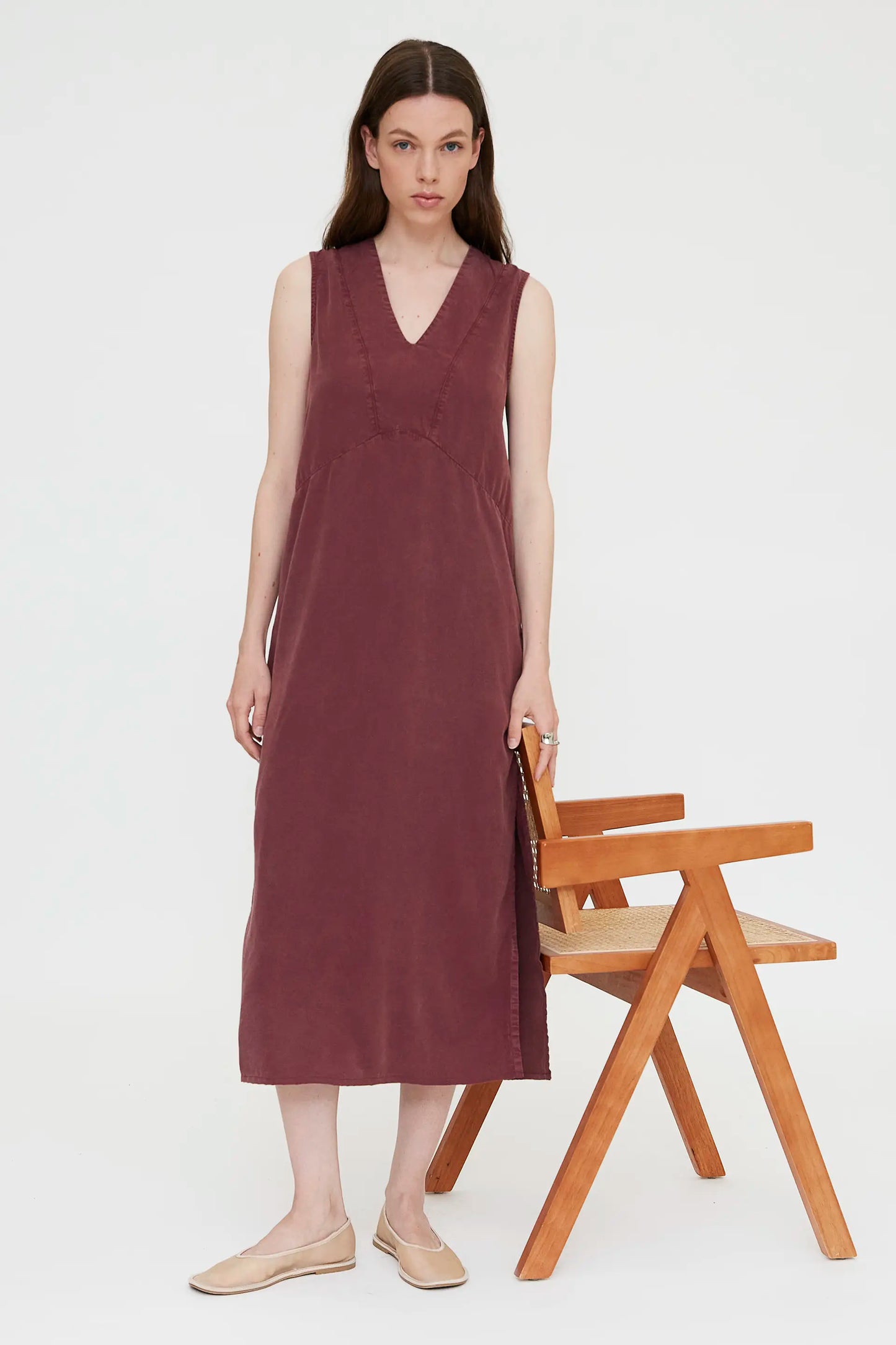 long, flowing brown dress