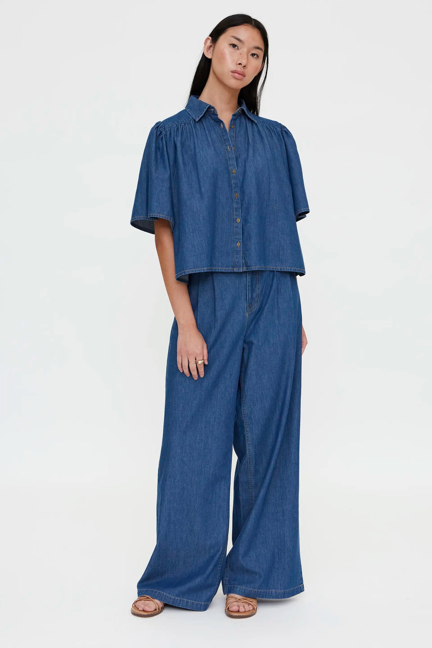 100% cotton chambray pants