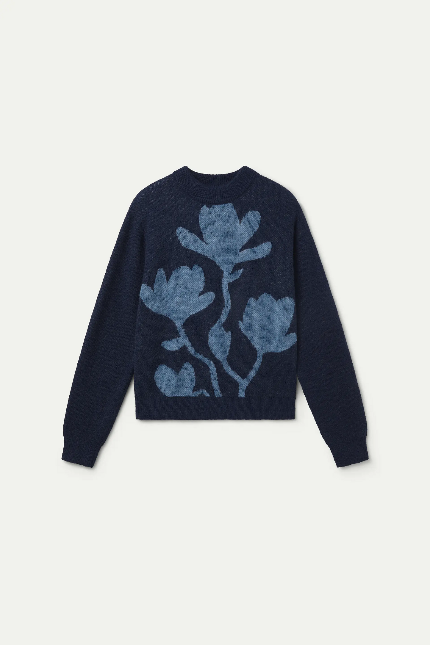 Navy blue jersey with blue floral print