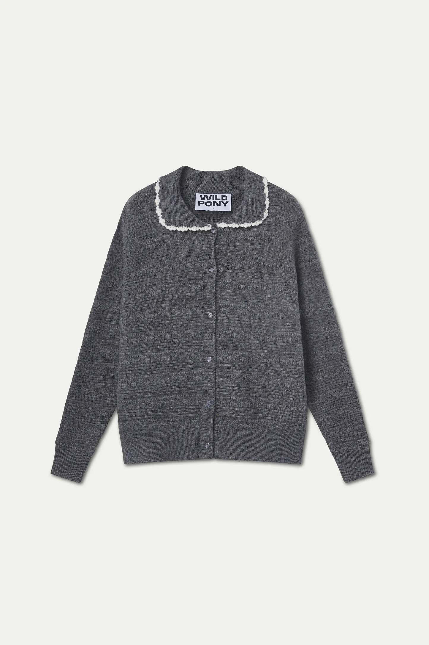 Cárdigan punto gris cuello babero