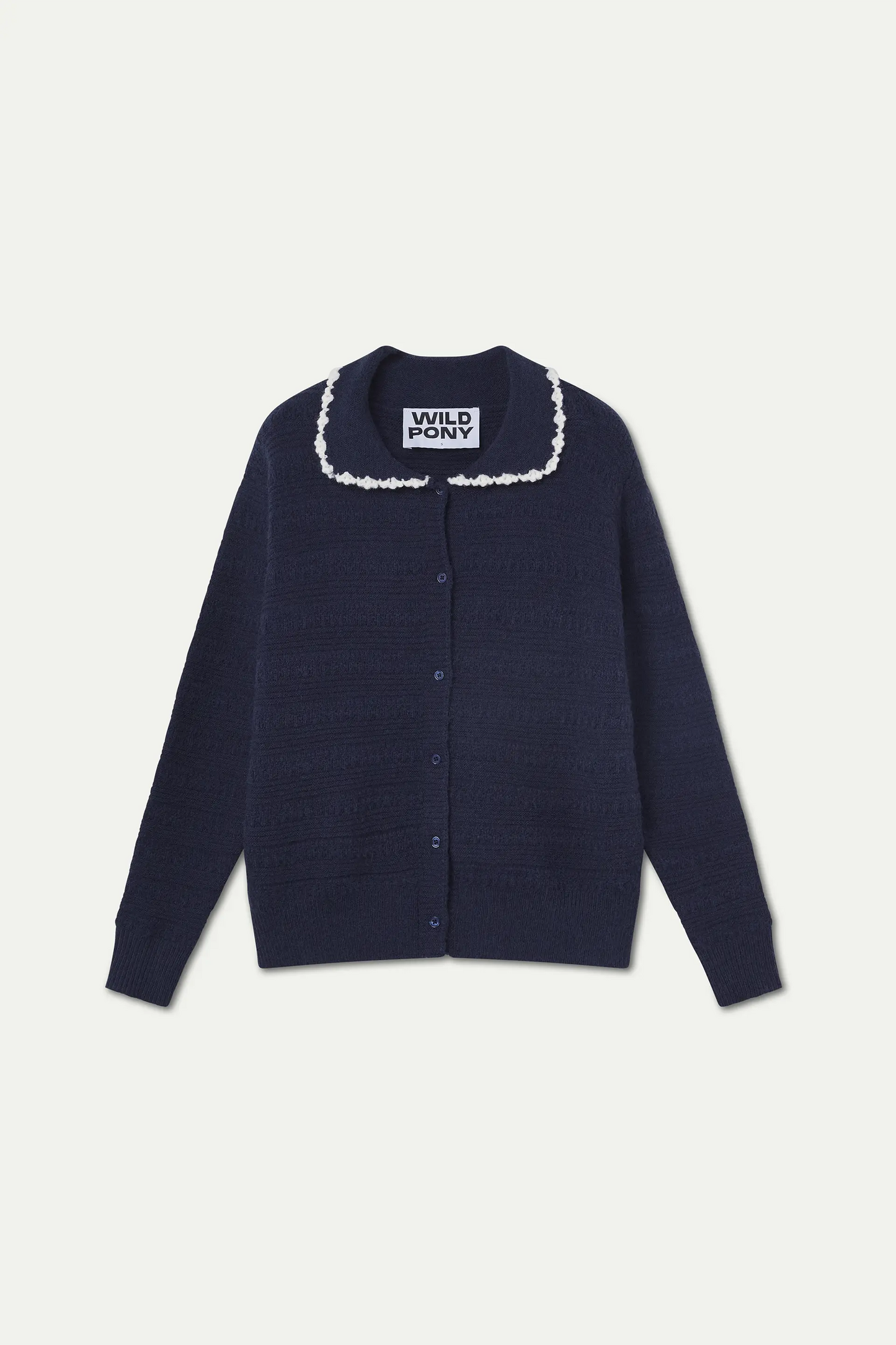 Navy bib collar knit cardigan