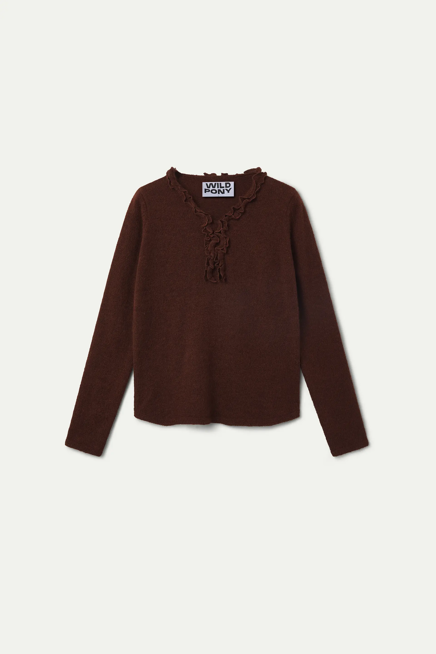 Jersey punto marrón con mini volantes