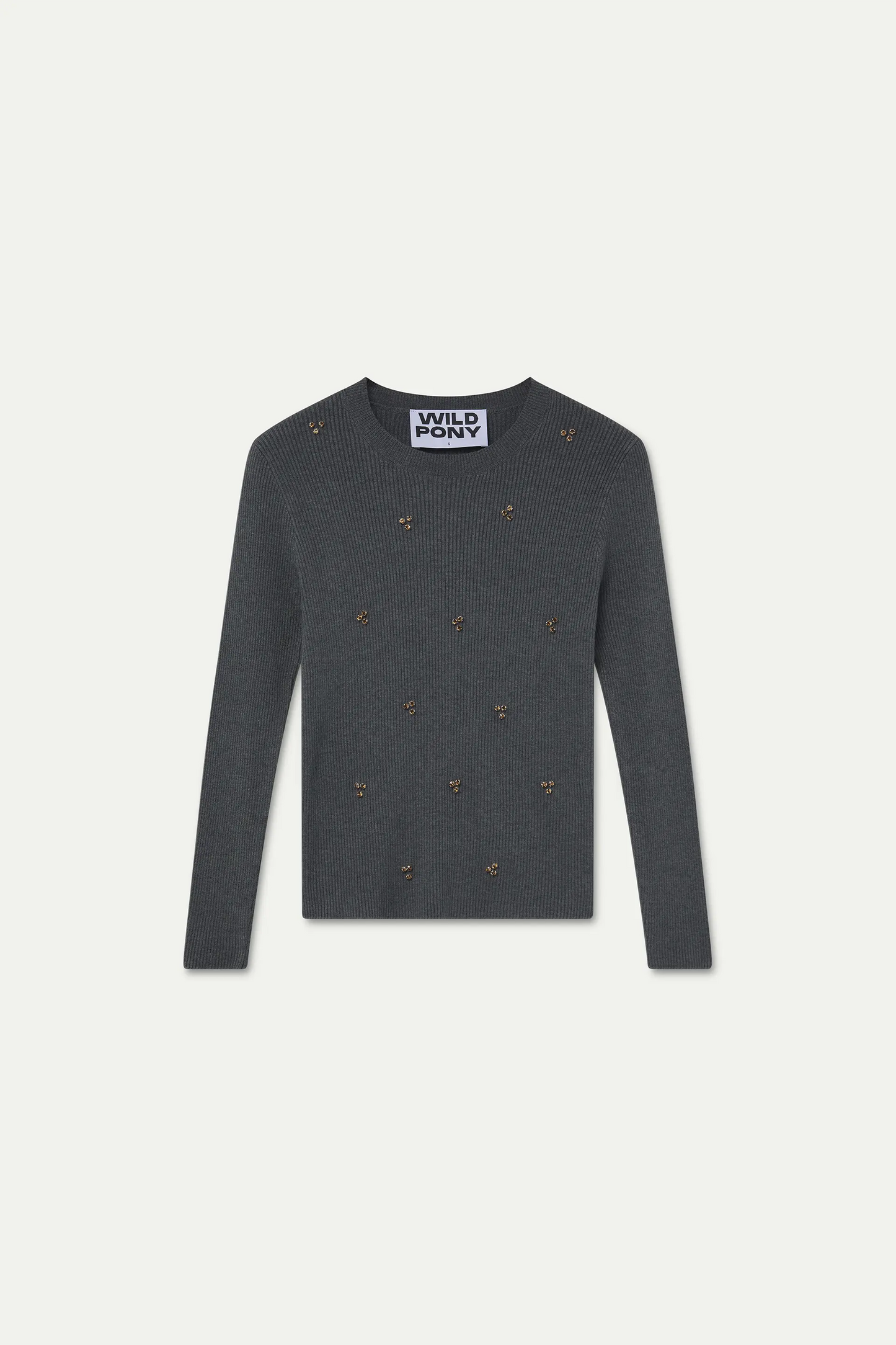 Jersey gris con apliques multicolor