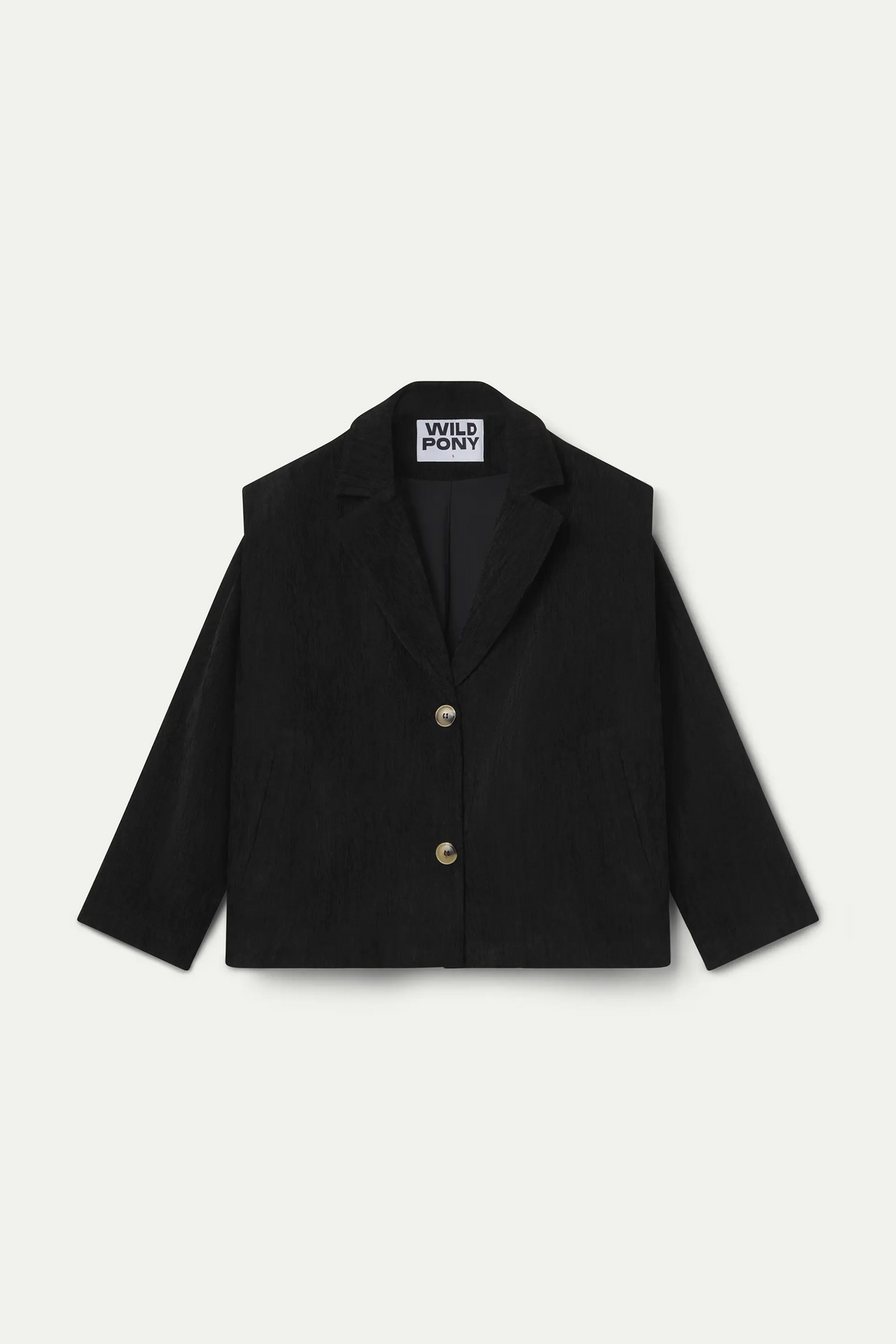 Black blazer with shoulder pads