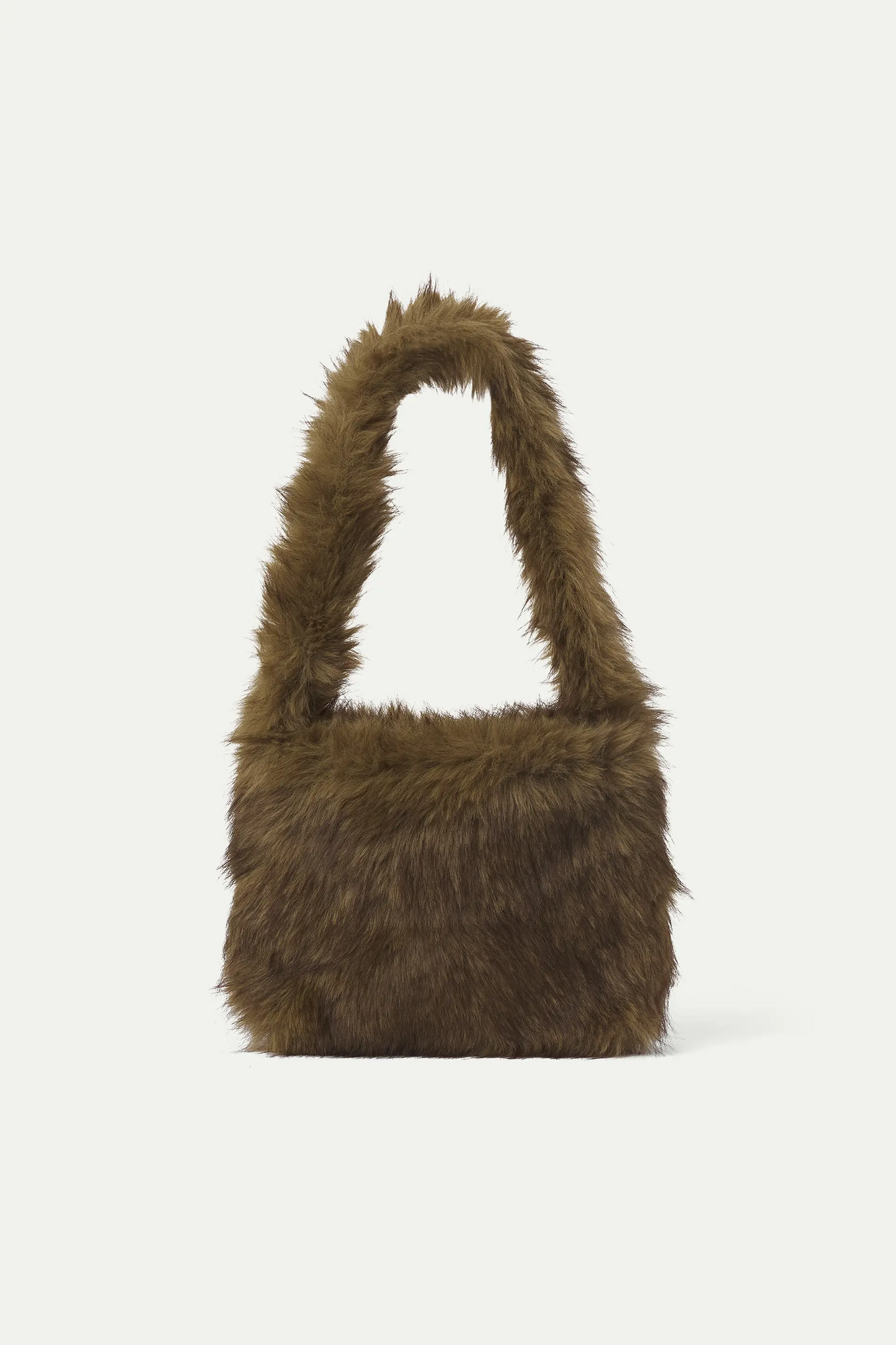 Bolso de hombro efecto pelo verde