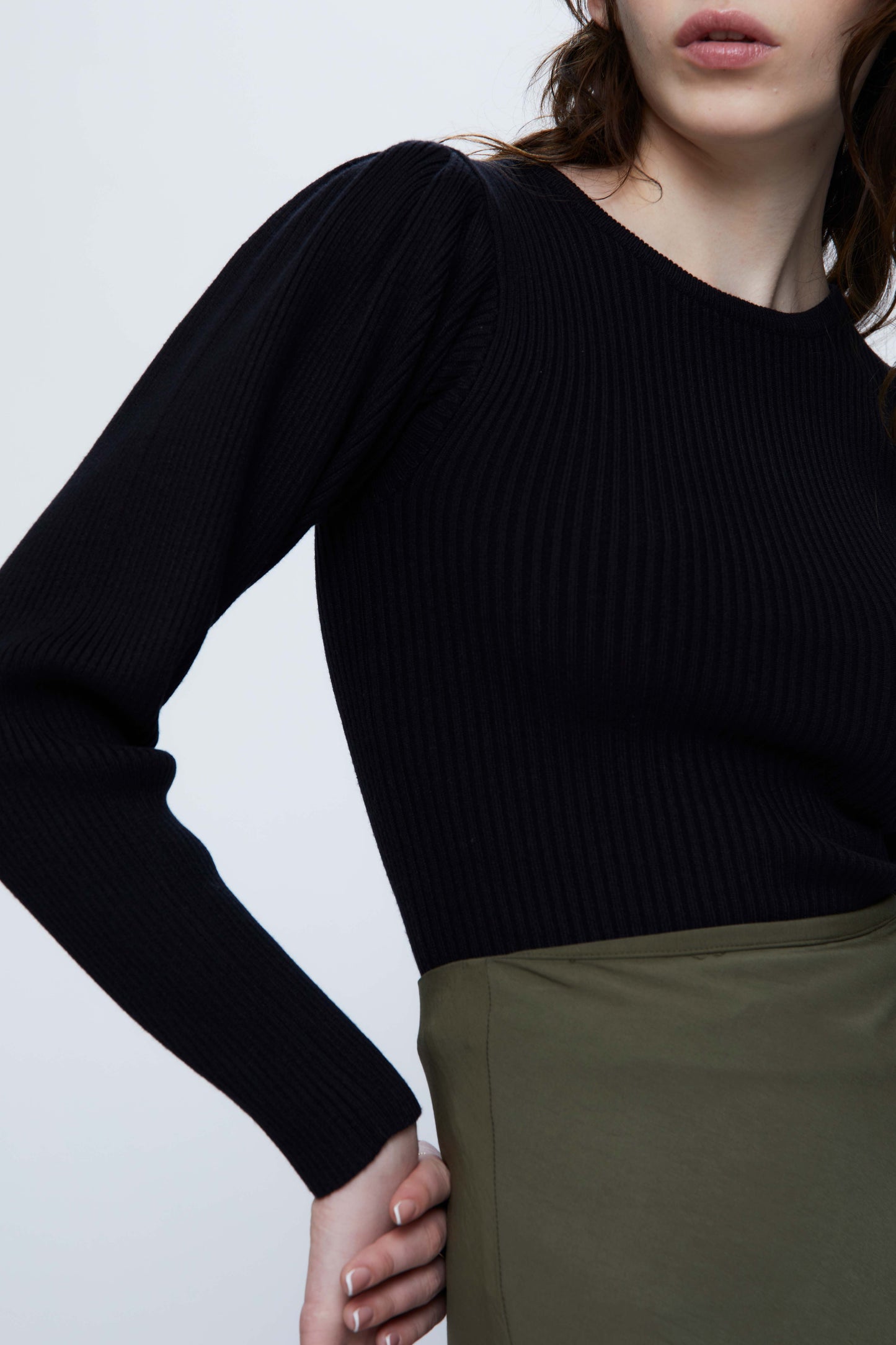 Black Ribbed Knit Sweater