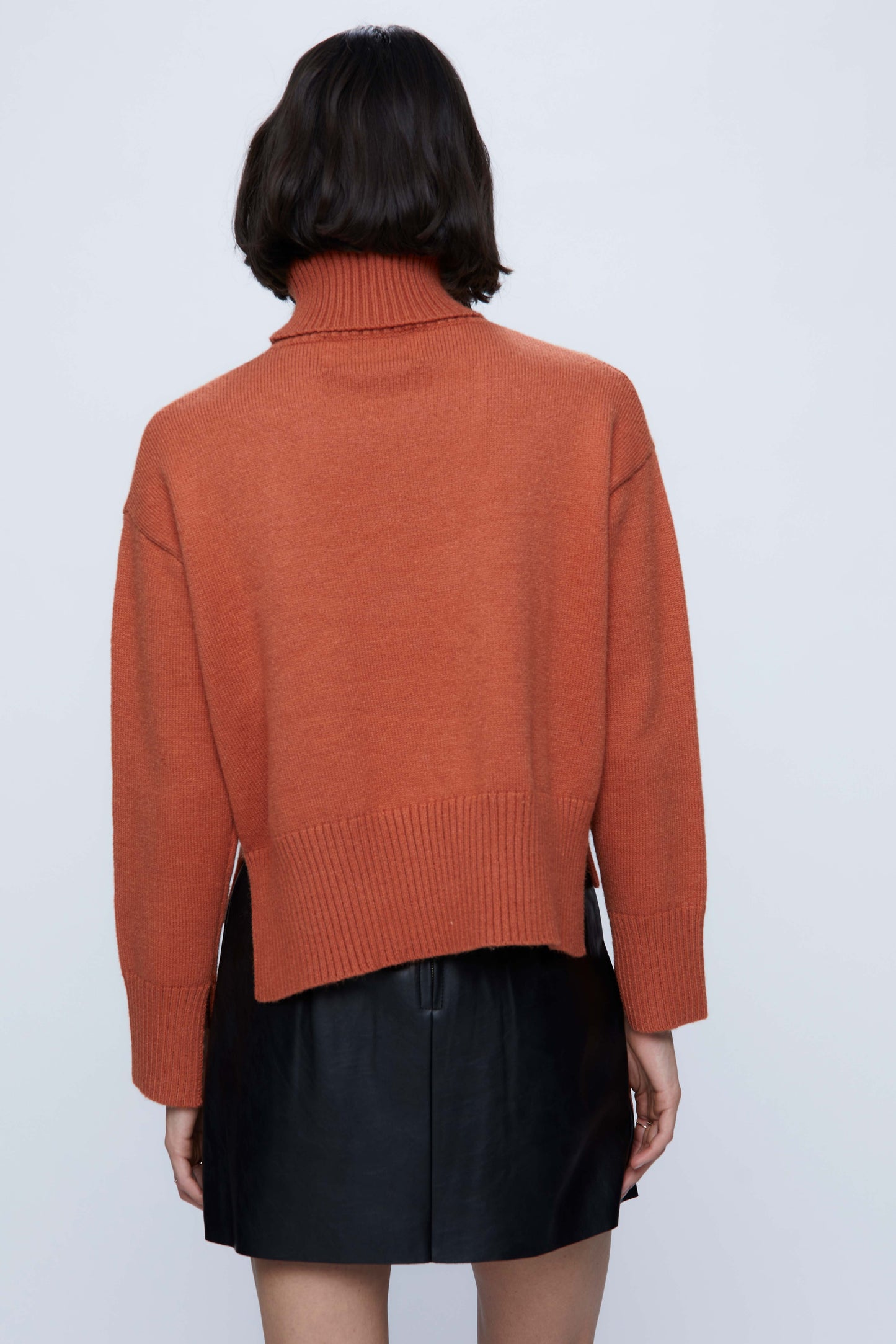 Brown Turtleneck Knitted Sweater