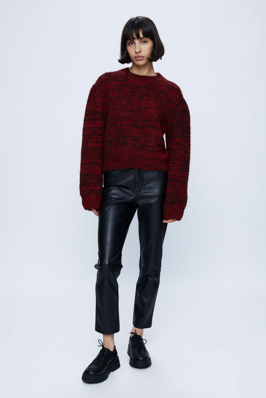 Red textured knit sweater