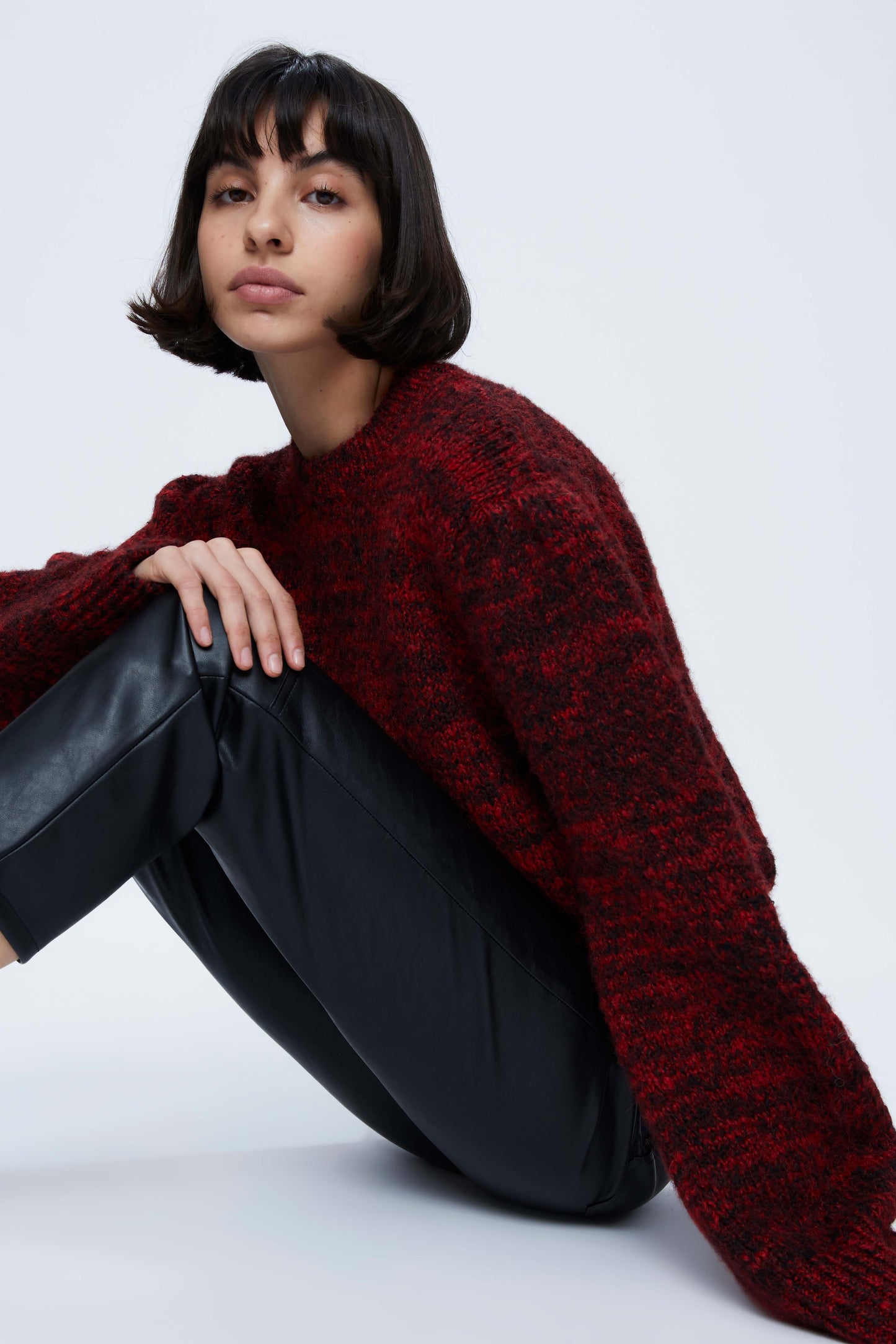 Red textured knit sweater