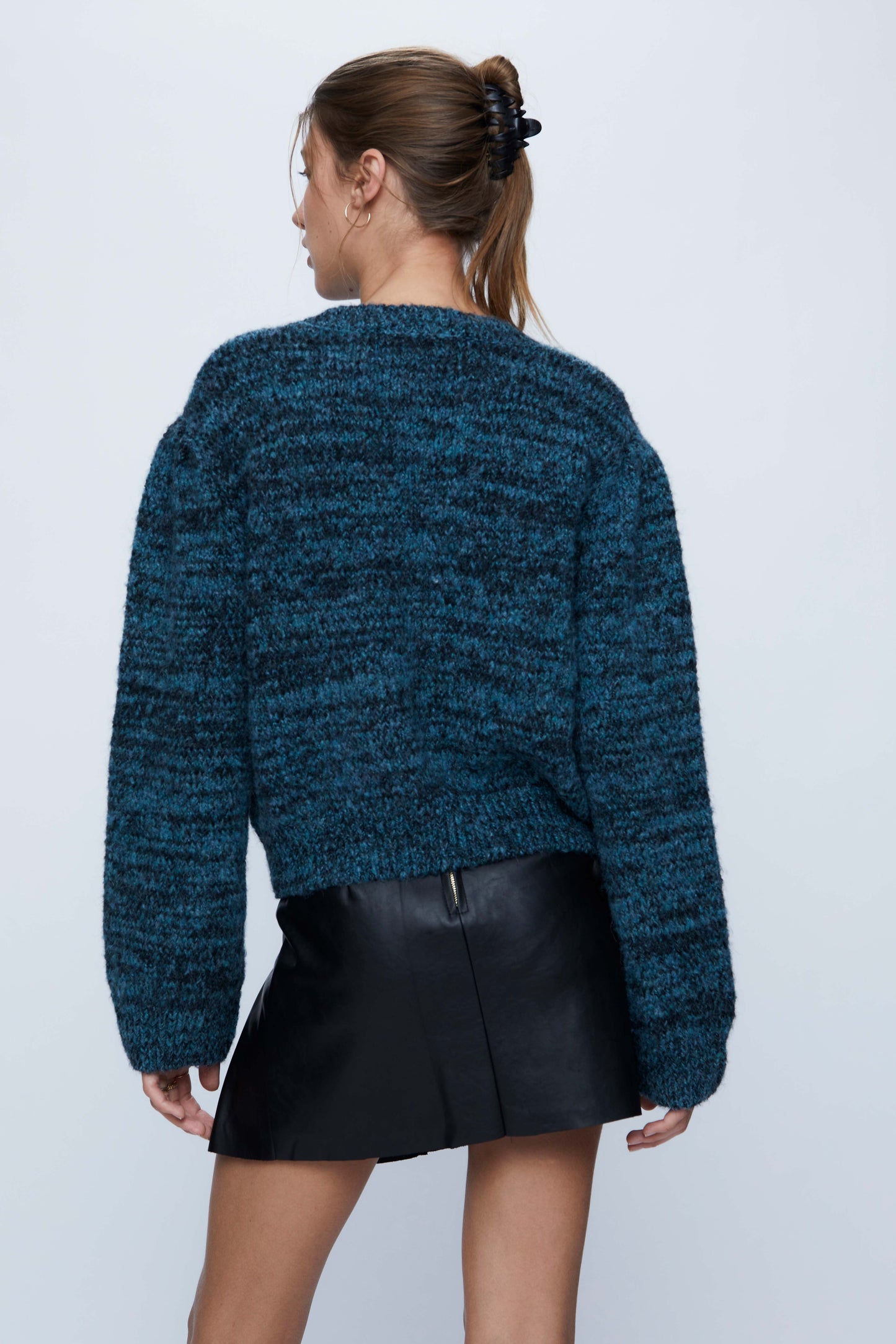 Blue Textured Knit Sweater
