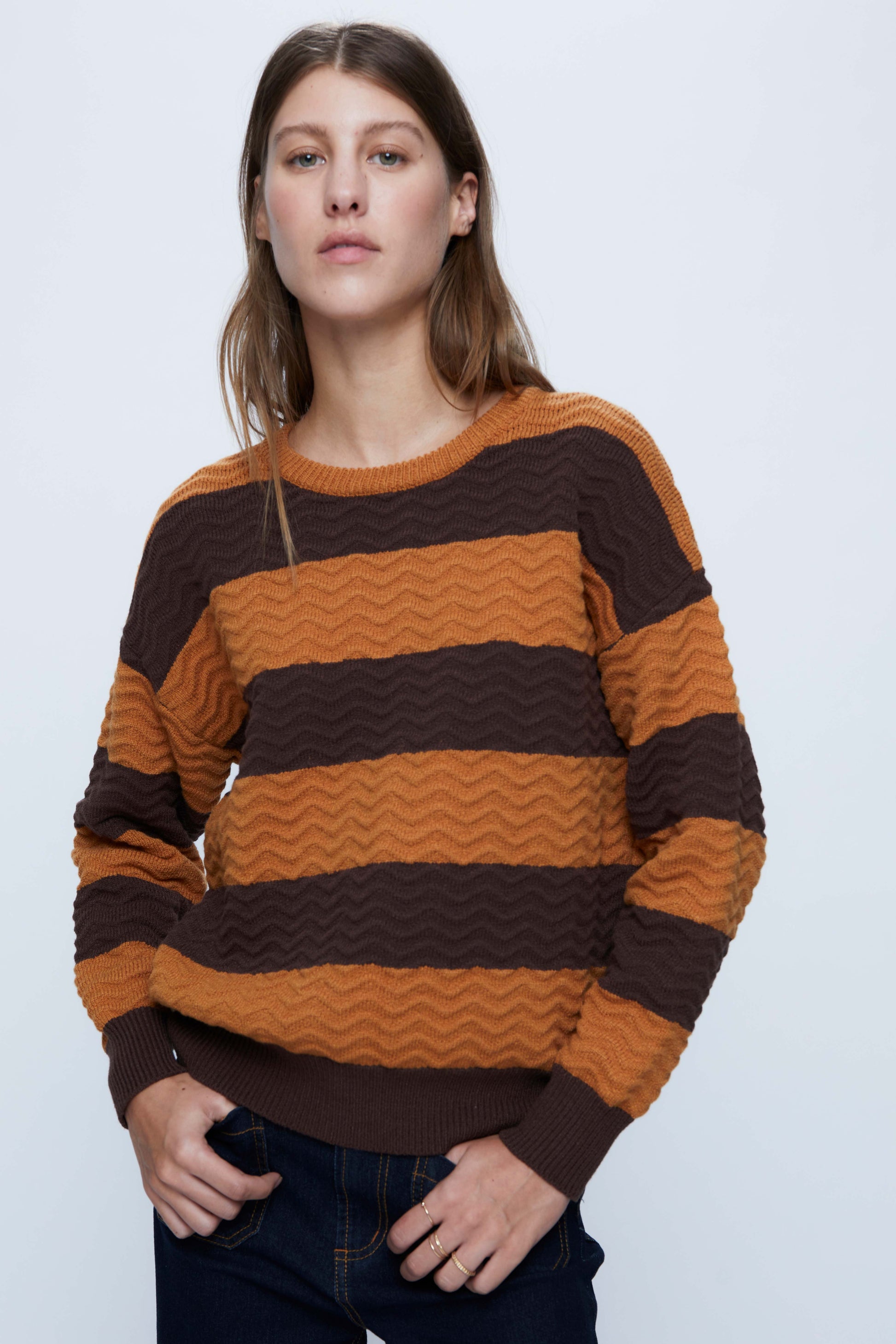 Jersey Punto Efecto Pelo Rayas Mujer Only 15235973 ONLPIUMO L/S PULLOVERS  KNT NOOS