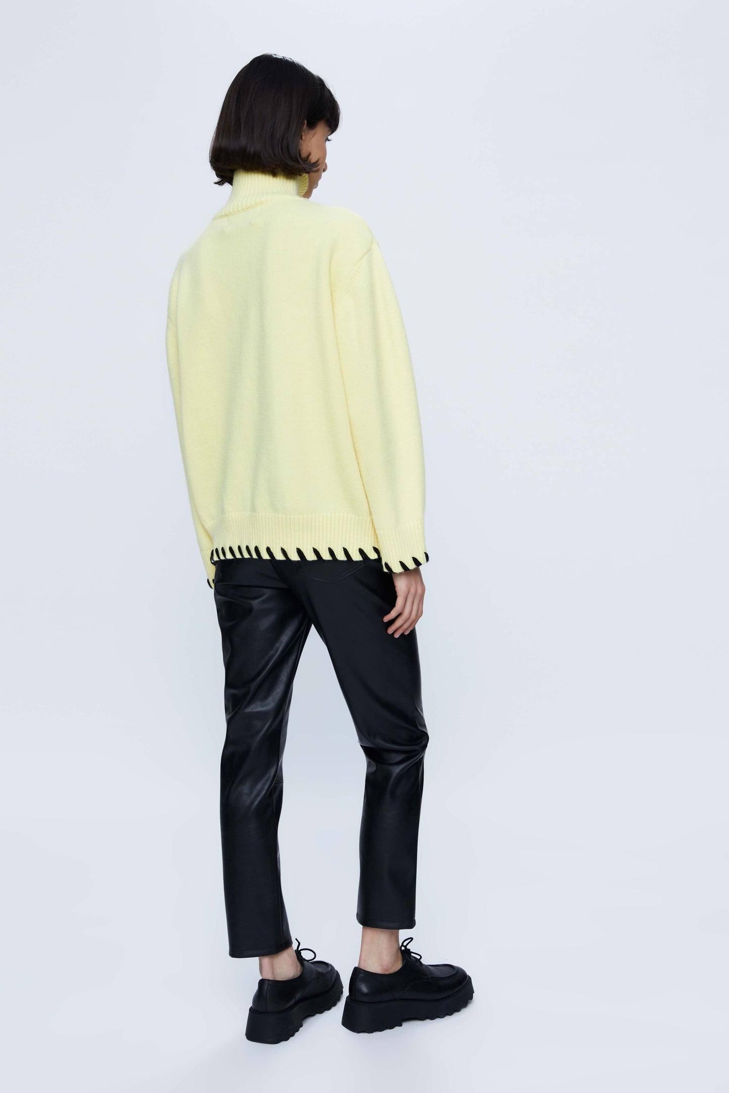 Yellow Turtleneck Knitted Sweater