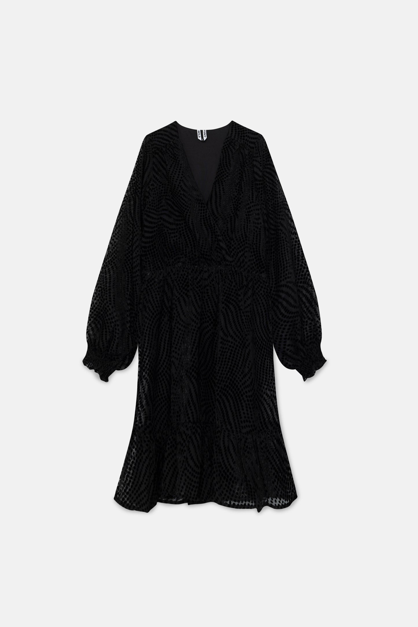 Short wrap dress in black devoré velvet