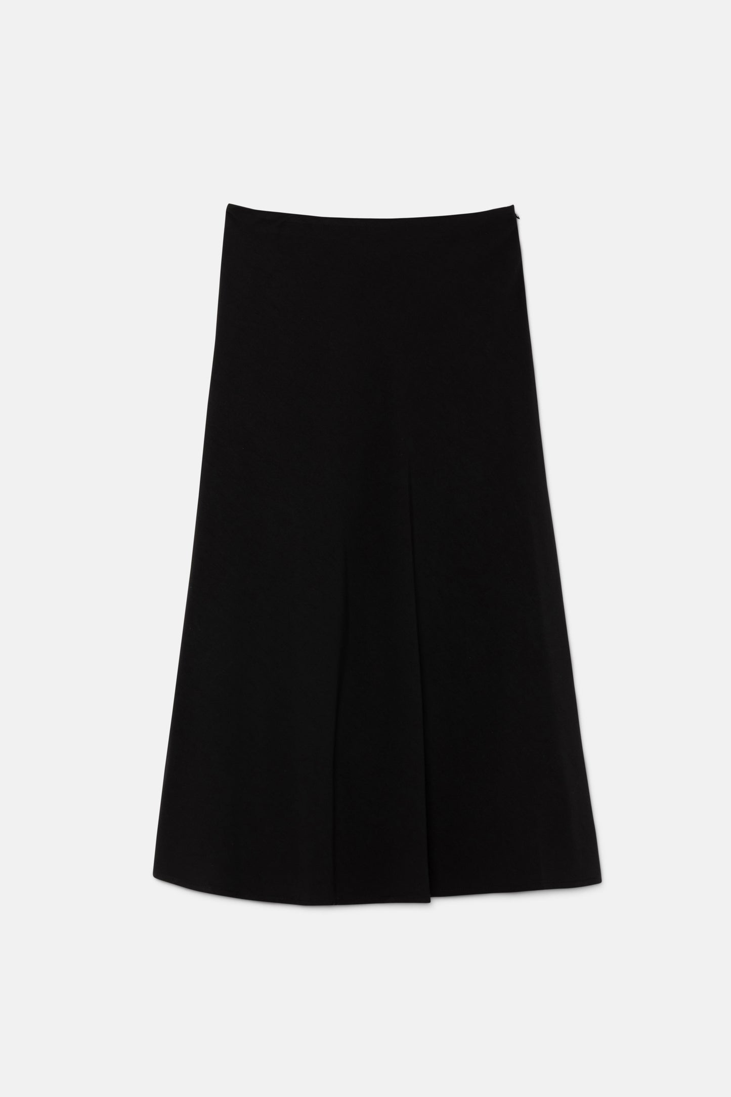 Black crepe flared midi skirt