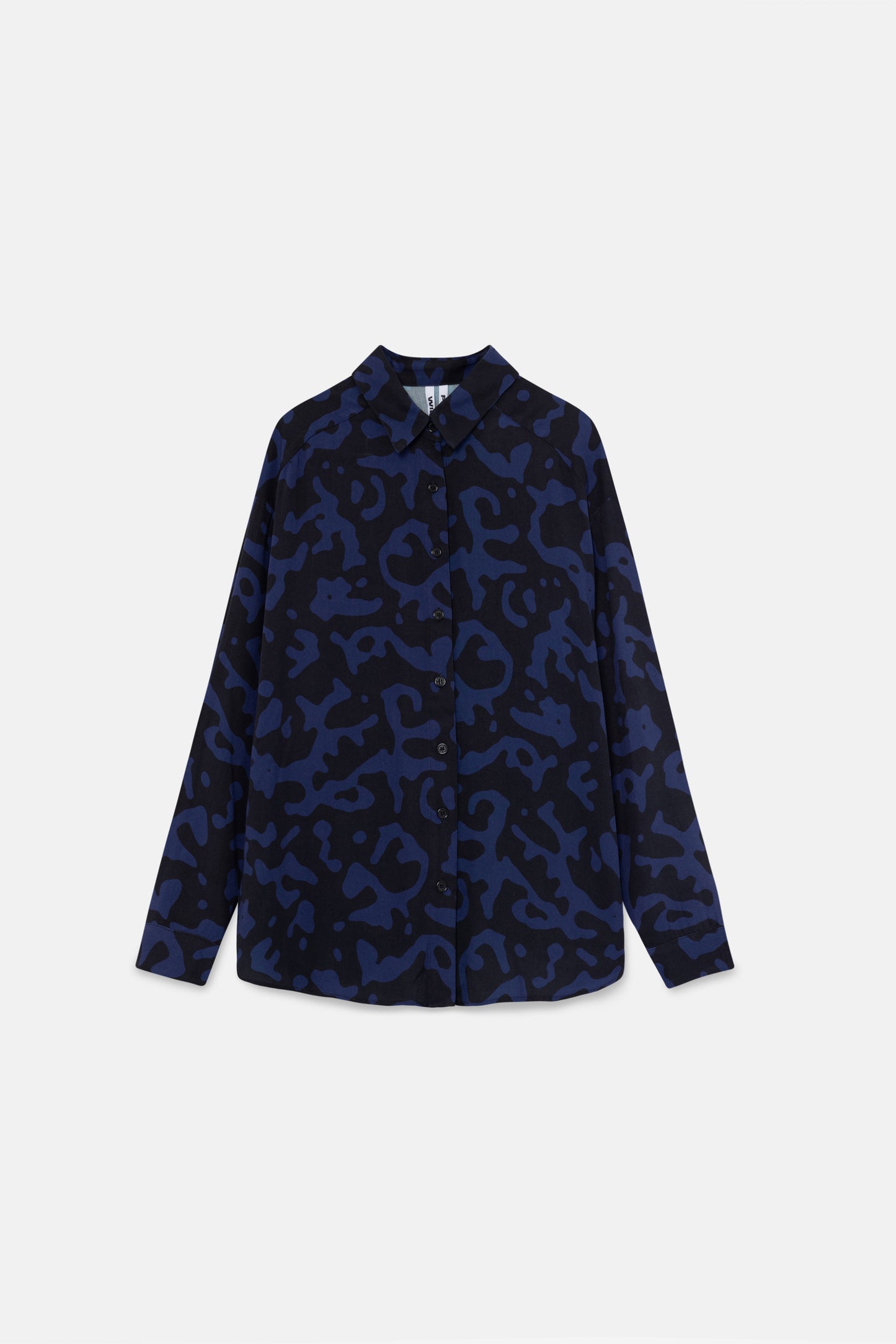 Camisa fluida con estampado abstracto azul