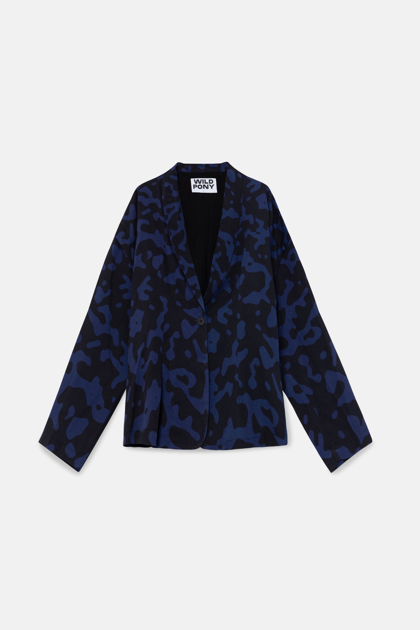 Blazer de traje con estampado abstracto azul